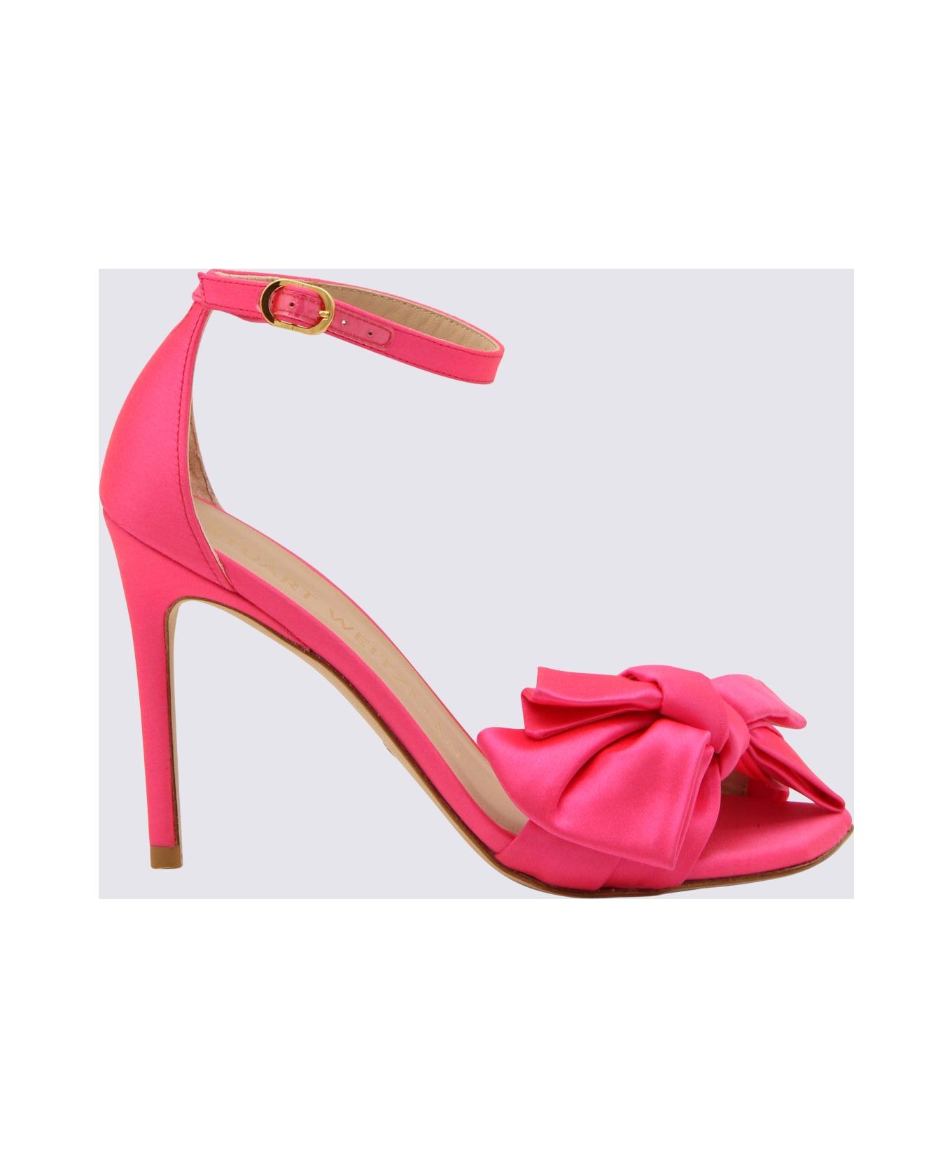 Stuart Weitzman Hot Pink Satin Loveknot Sandals - HOT PINK