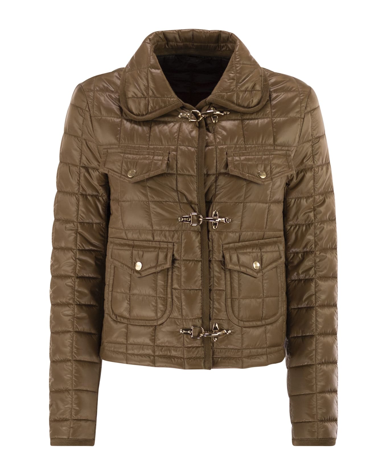 Fay 3 Hooks In Technical Checkered Fabric - Camel