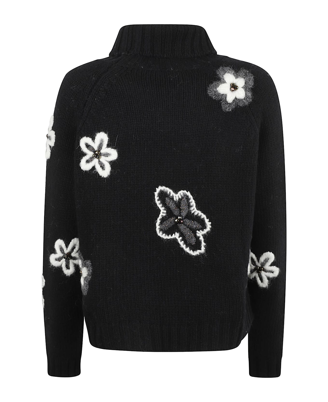 Bruno Manetti Floral Turtleneck Sweater - Black