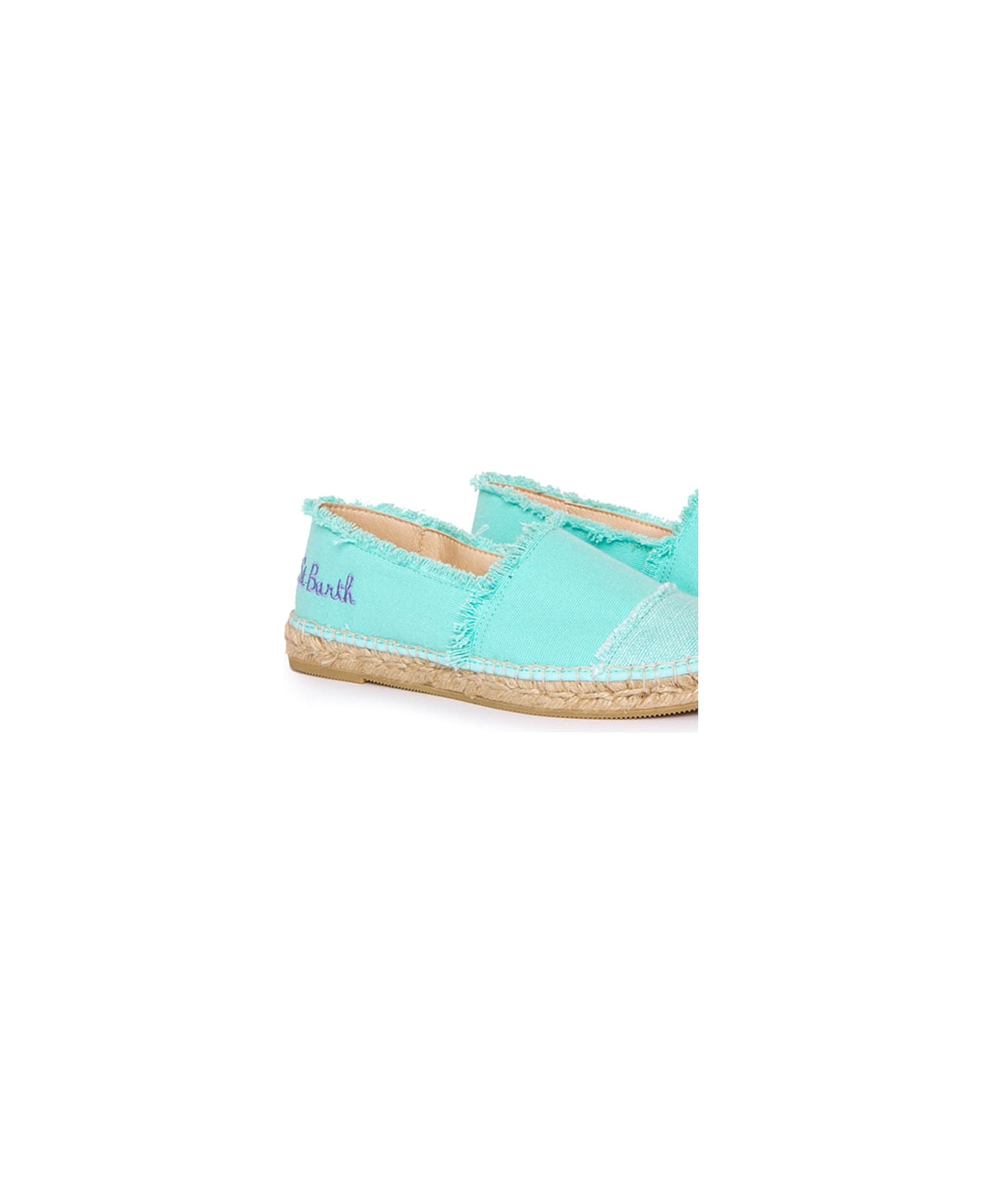 MC2 Saint Barth Water Green Canvas Espadrillas With Embroidery - GREEN