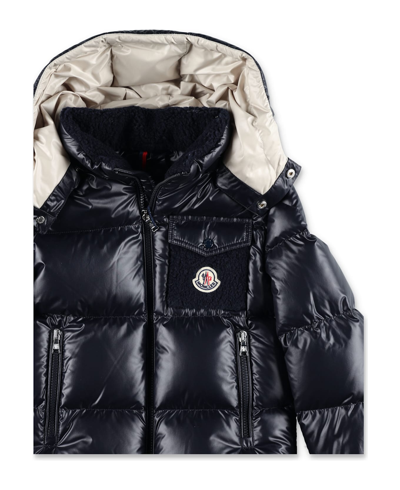 Moncler Kid's Yule Hooded Down Jacket - NAVY