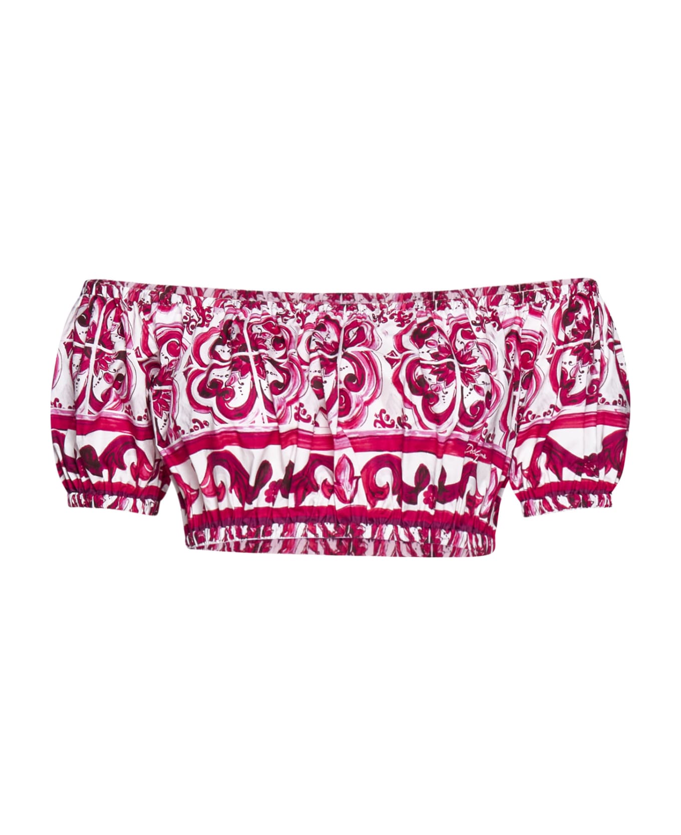 Dolce & Gabbana Cropped Top With Maiolica Motif - Pink