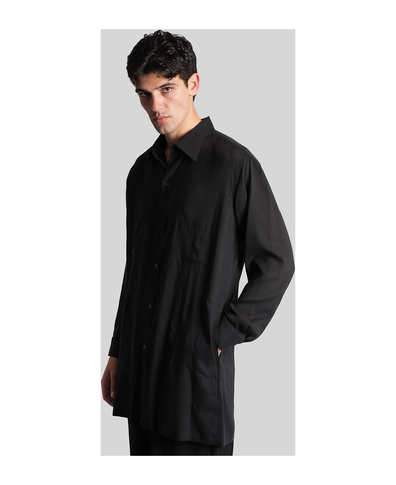 Yohji Yamamoto Shirt In Black Cellulose - black