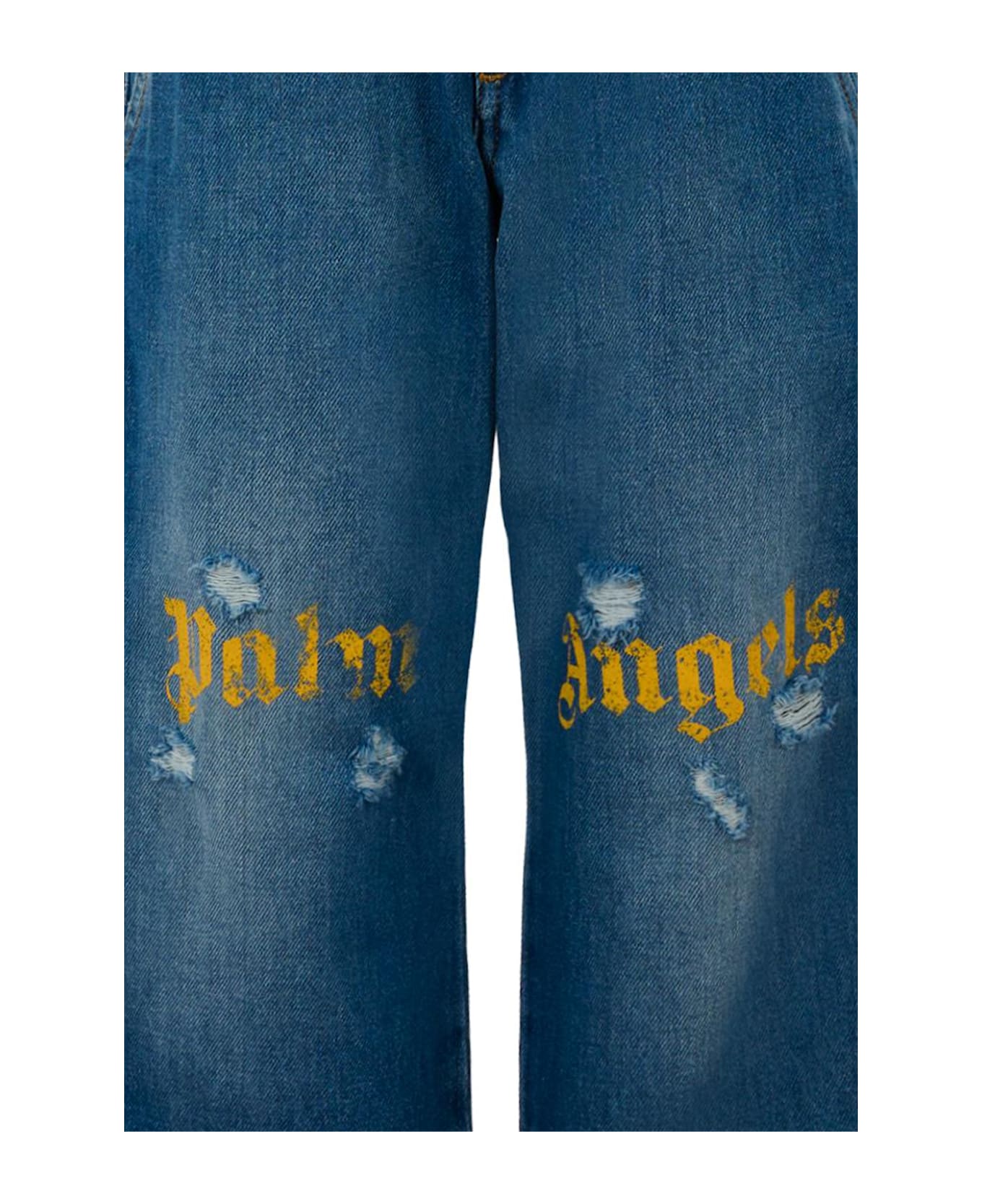 Palm Angels Denim Jeans For Boy With Logo - Denim