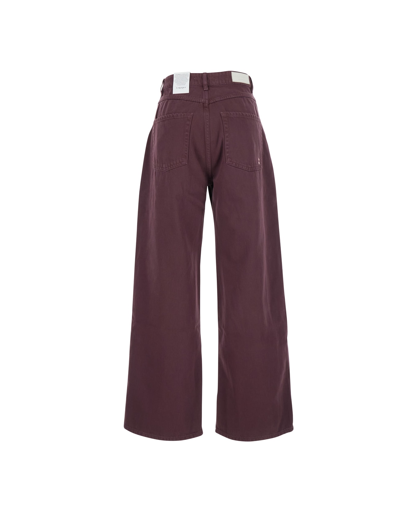 Icon Denim 
poppy
 Bordeaux Wide Jeans With Logo Patch In Denim Woman - Bordeaux