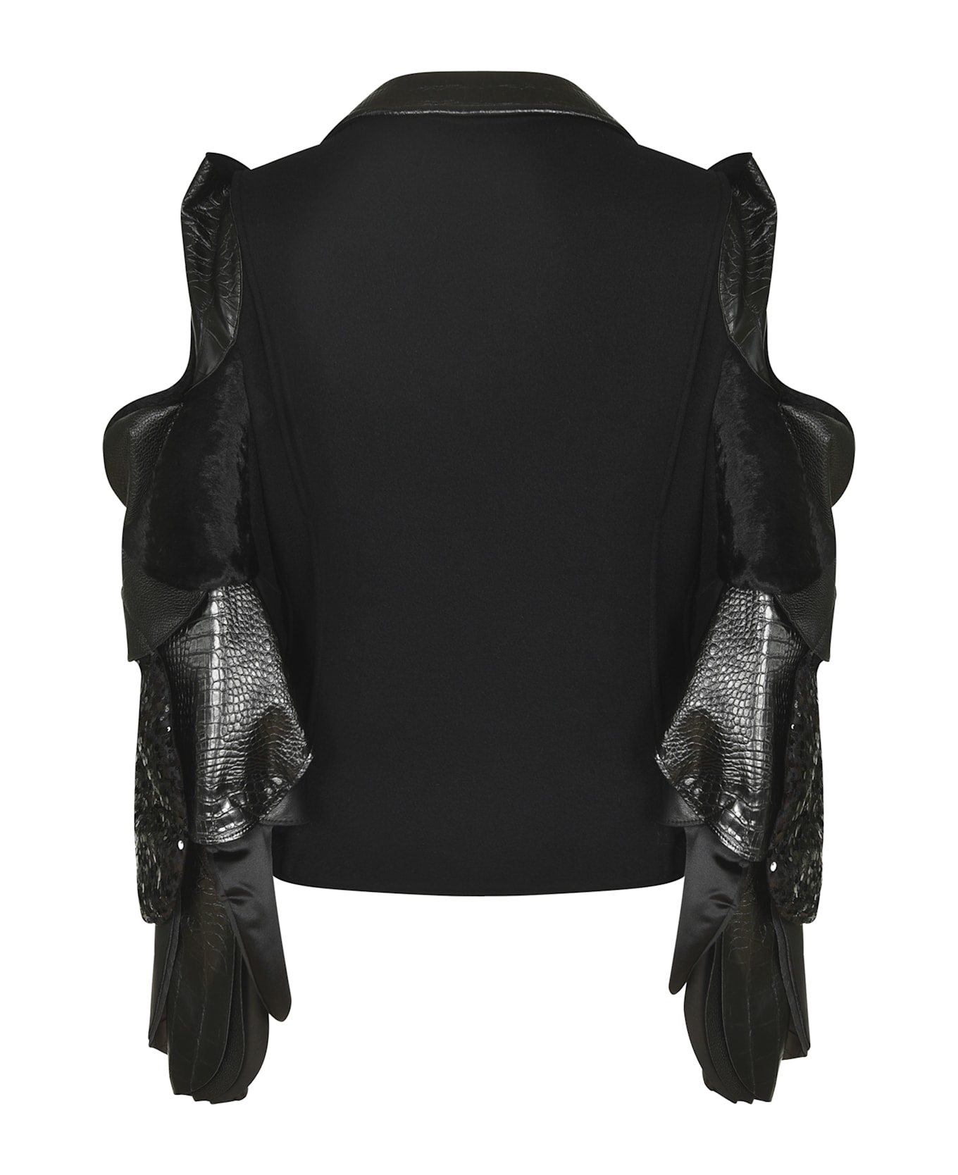 Junya Watanabe Zip Ruffled Biker Jacket - Black