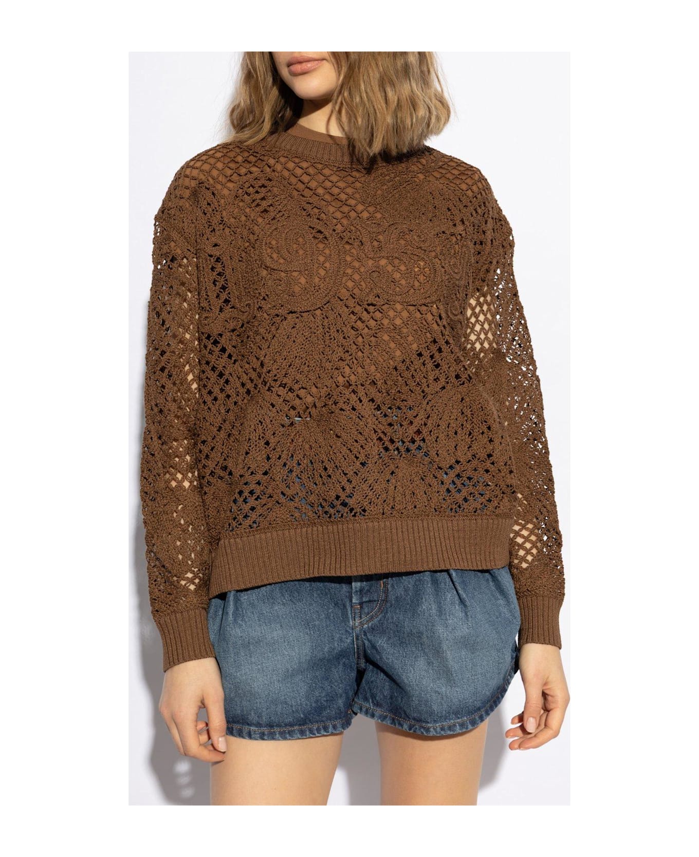 Max Mara Crewneck Ribbed Jumper - Brown