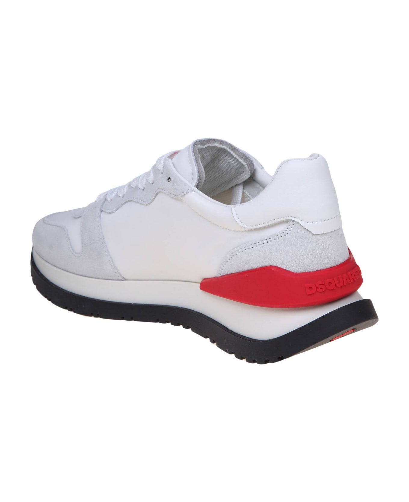 Dsquared2 Suede And Nylon Running Sneakers With Logo - White/Red