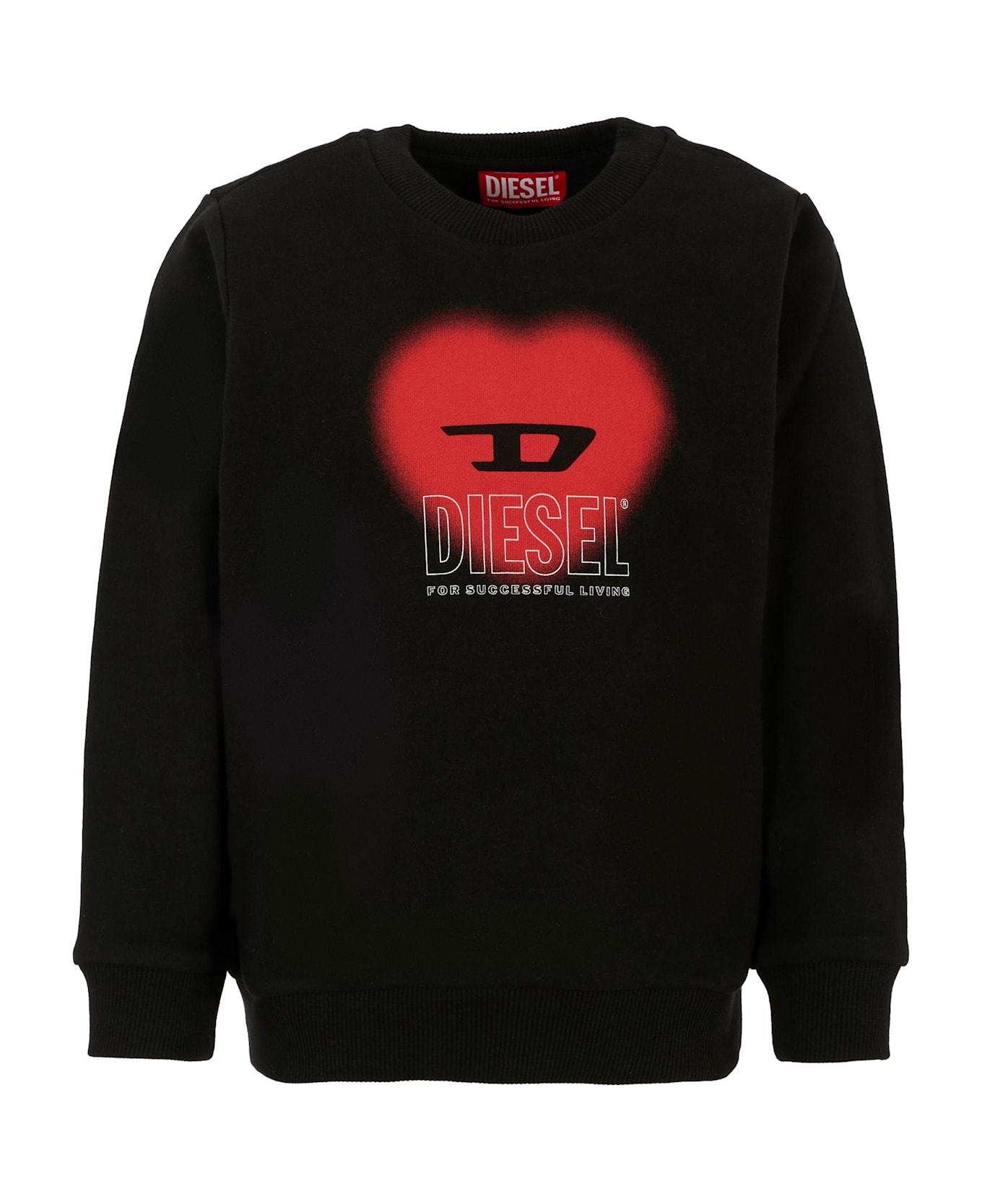 Diesel Black Sweatshirt For Girl With Heart - Black
