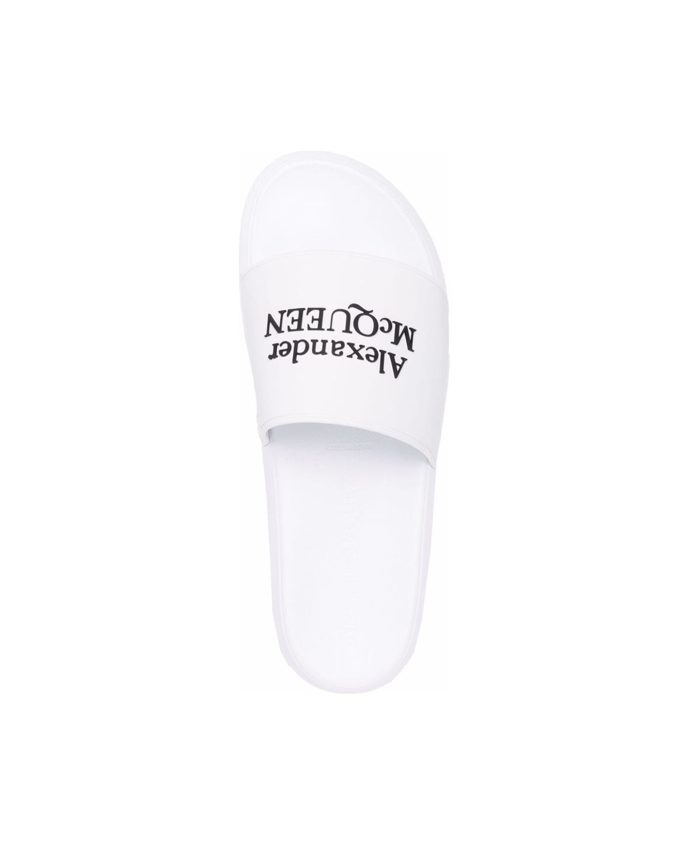 Alexander McQueen White Logo Pool Slides In Rubber - White