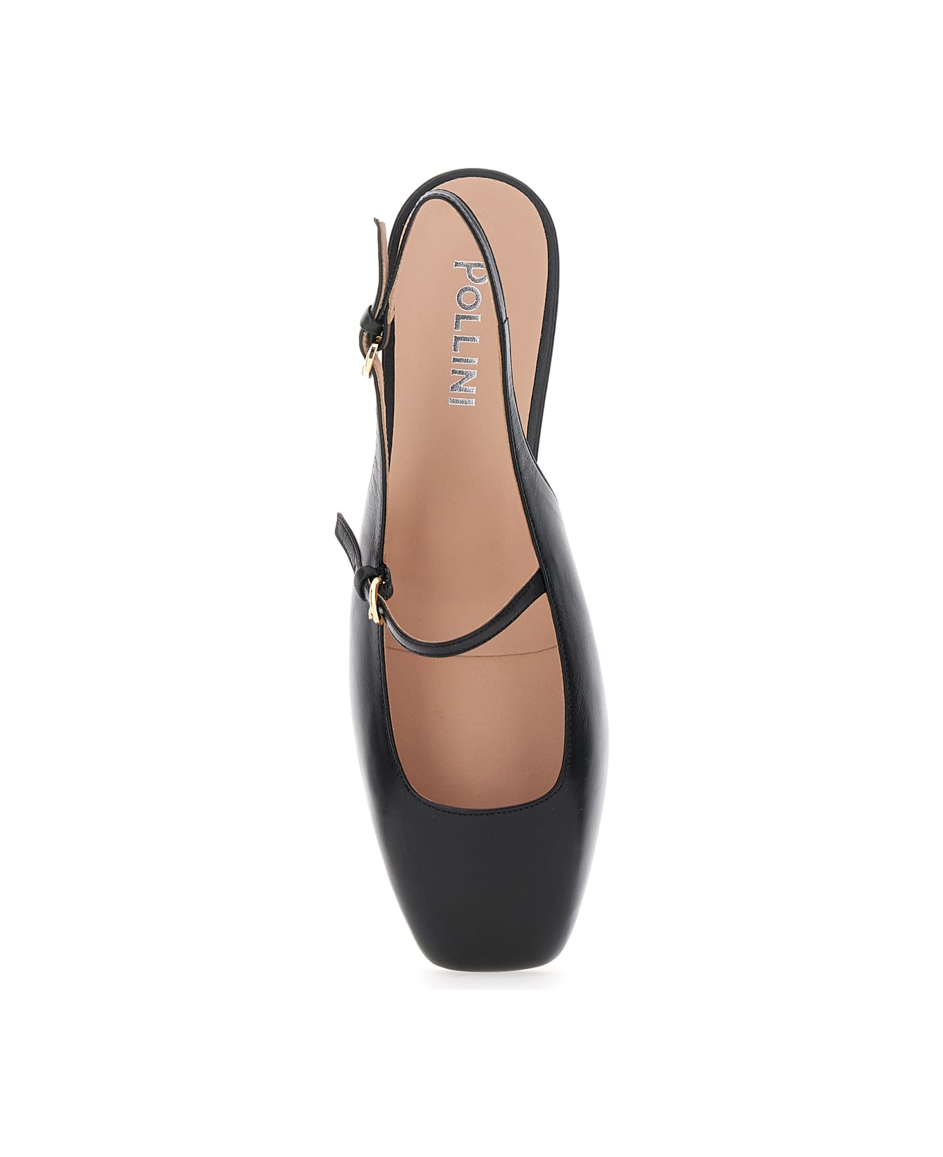 Pollini Black Slingback Ballerinas With Adjustable Strap In Leather Woman - Black