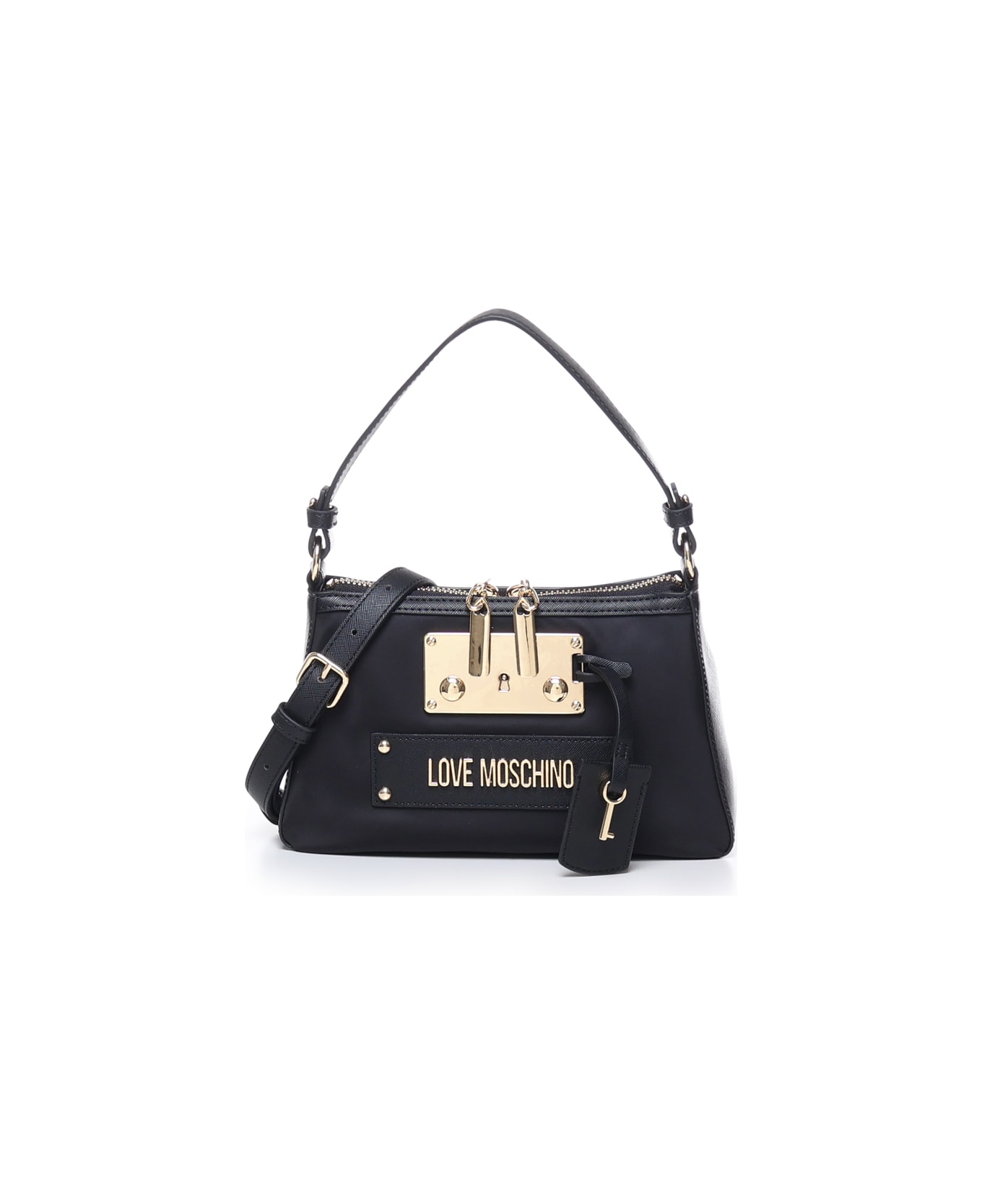 Love Moschino Bag With Handle And Shoulder Strap - Black