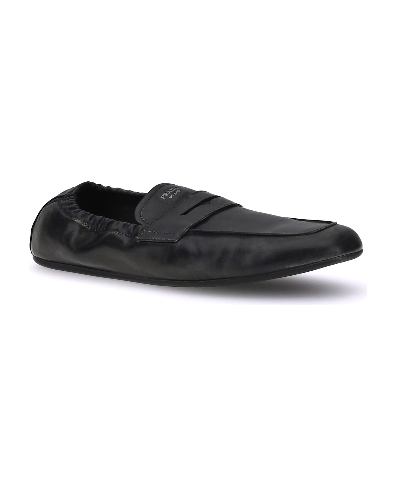 Prada Antiqued Leather Shuffle Loafers