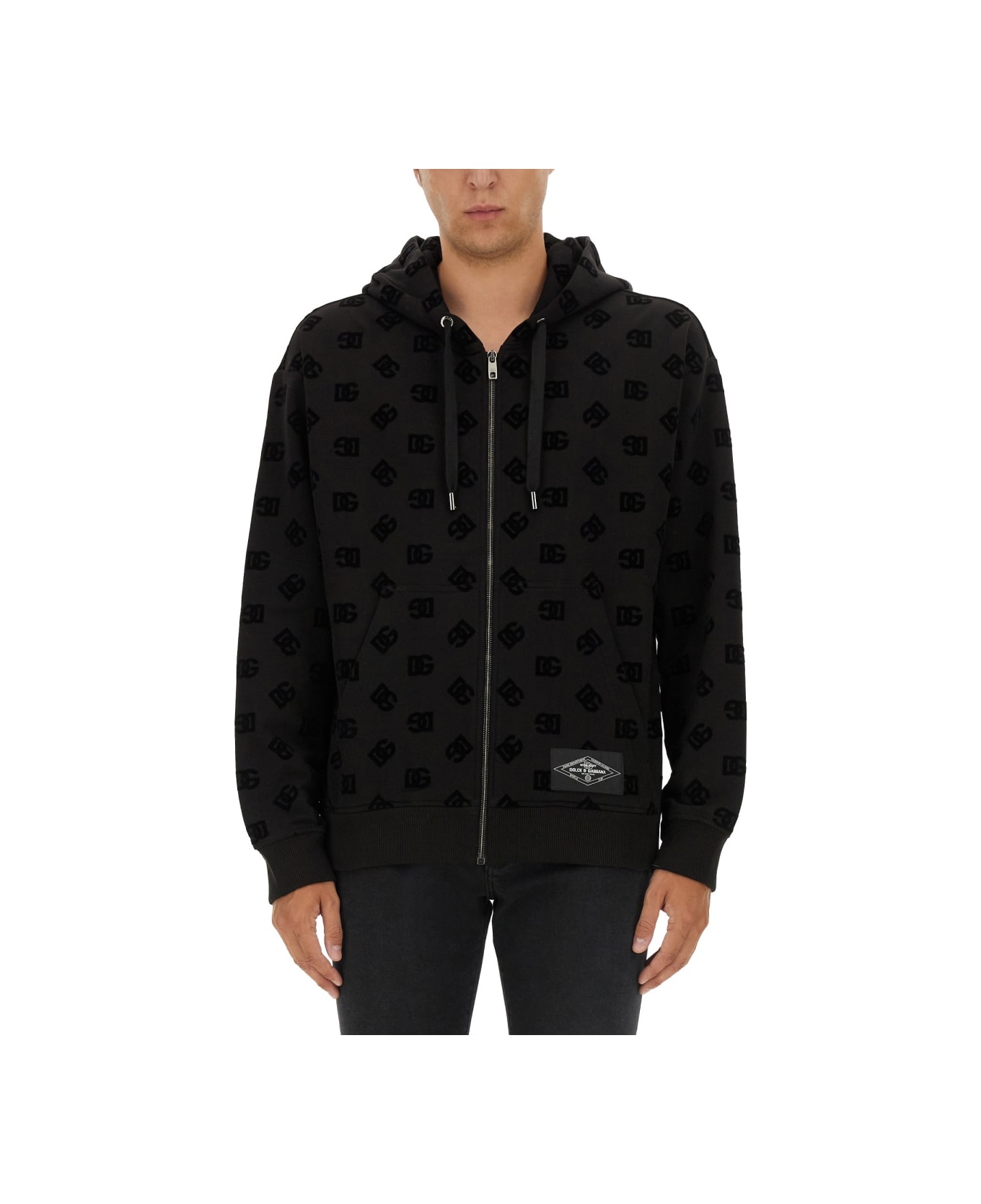 Dolce 
Gabbana Sweatshirt With Allover Logo - BLACK