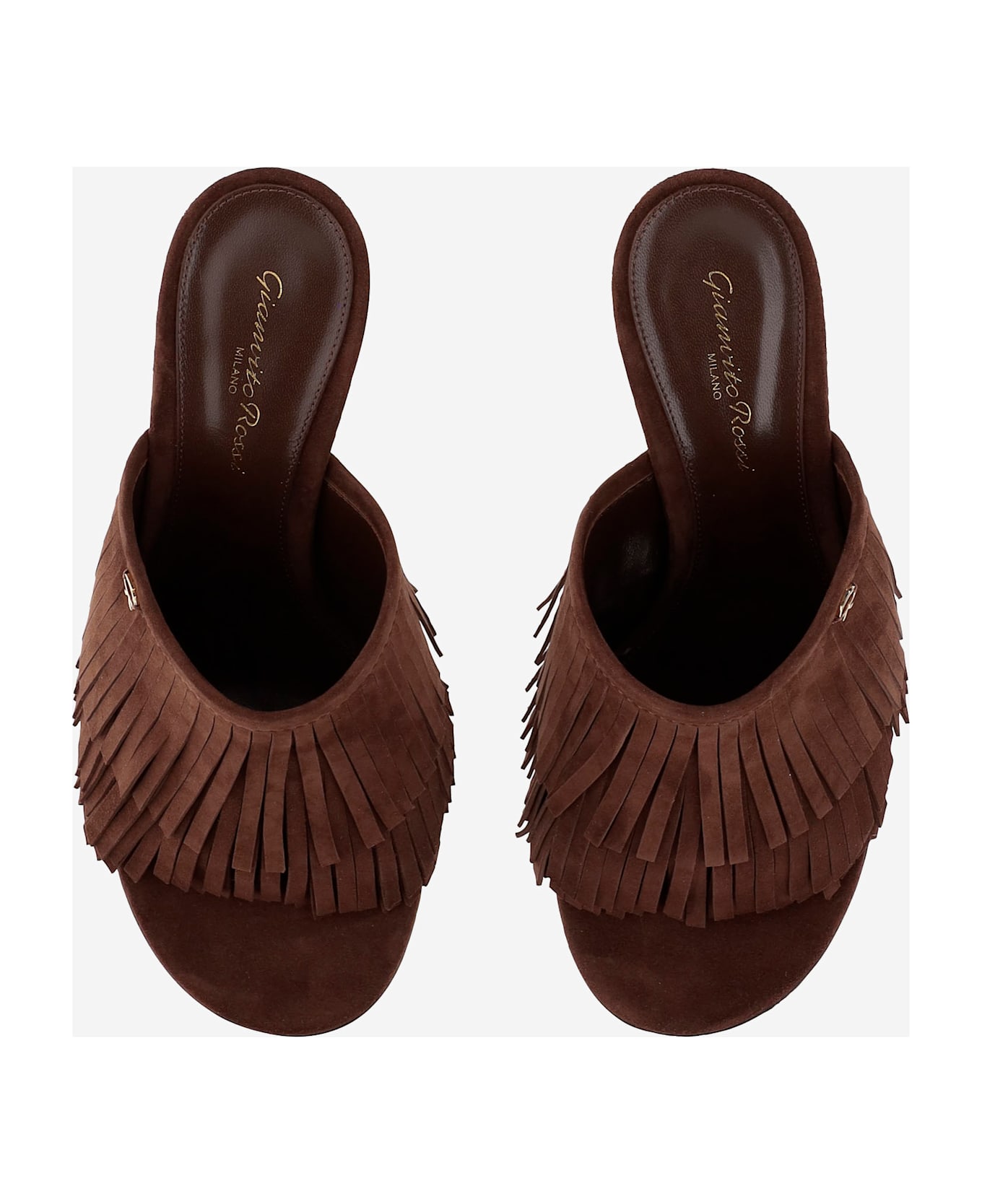 Gianvito Rossi Suede Mules With Bangs - Brown