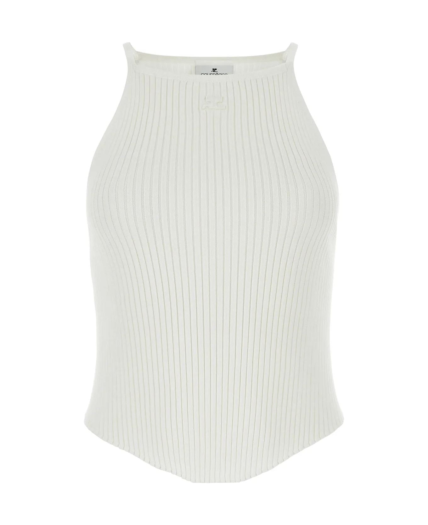 Courrèges White Viscose Blend Top - Heritage White ボディスーツ