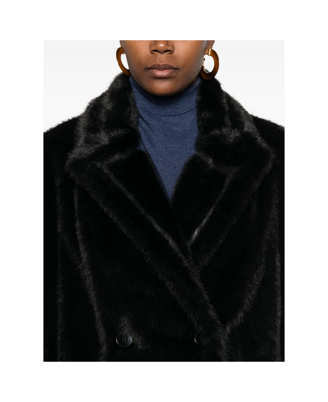 TwinSet Coats Black - Black