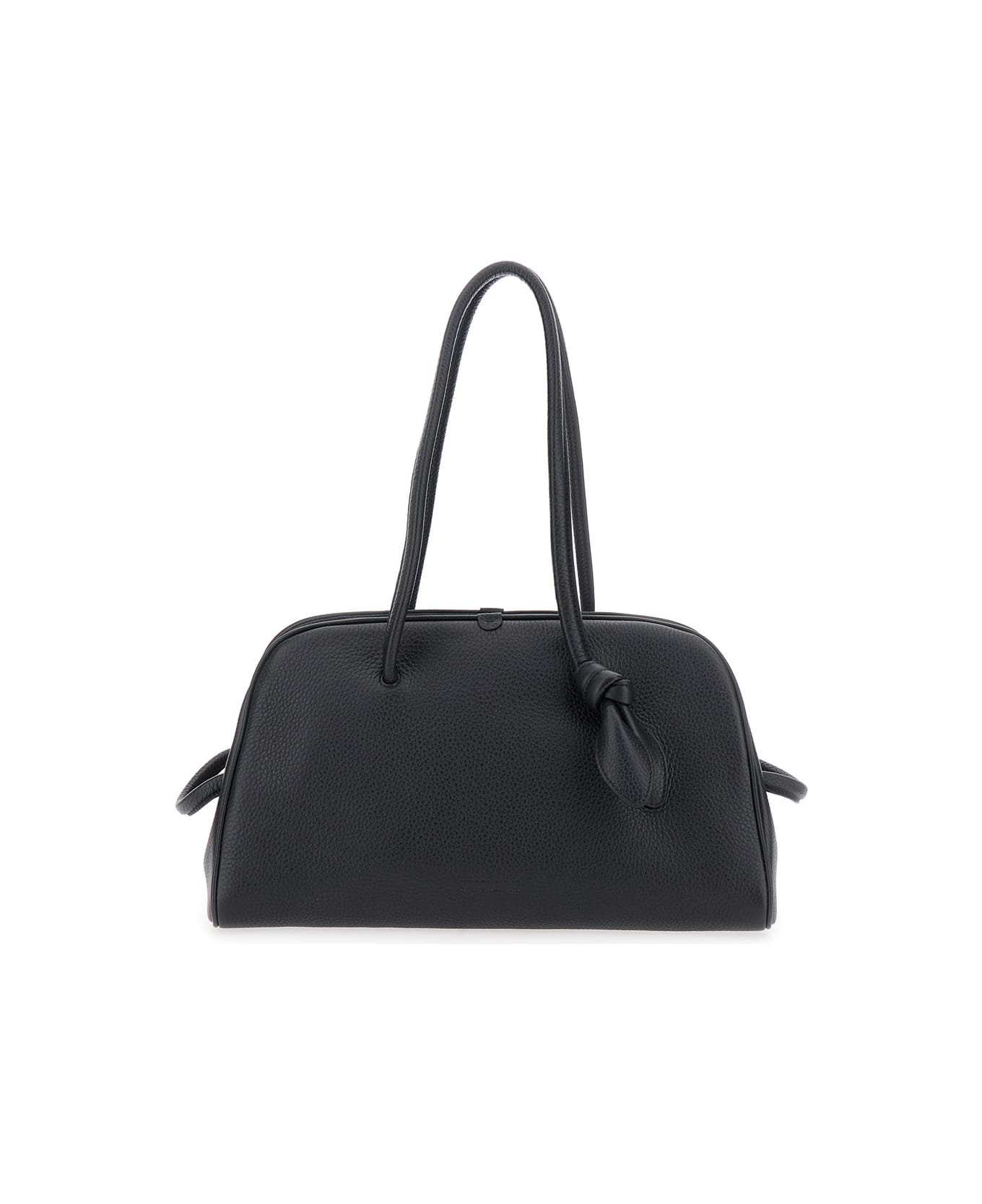 Jacquemus 'le Turismo' Black Handbag With Two Round Handles In Grained Leather Woman - Black
