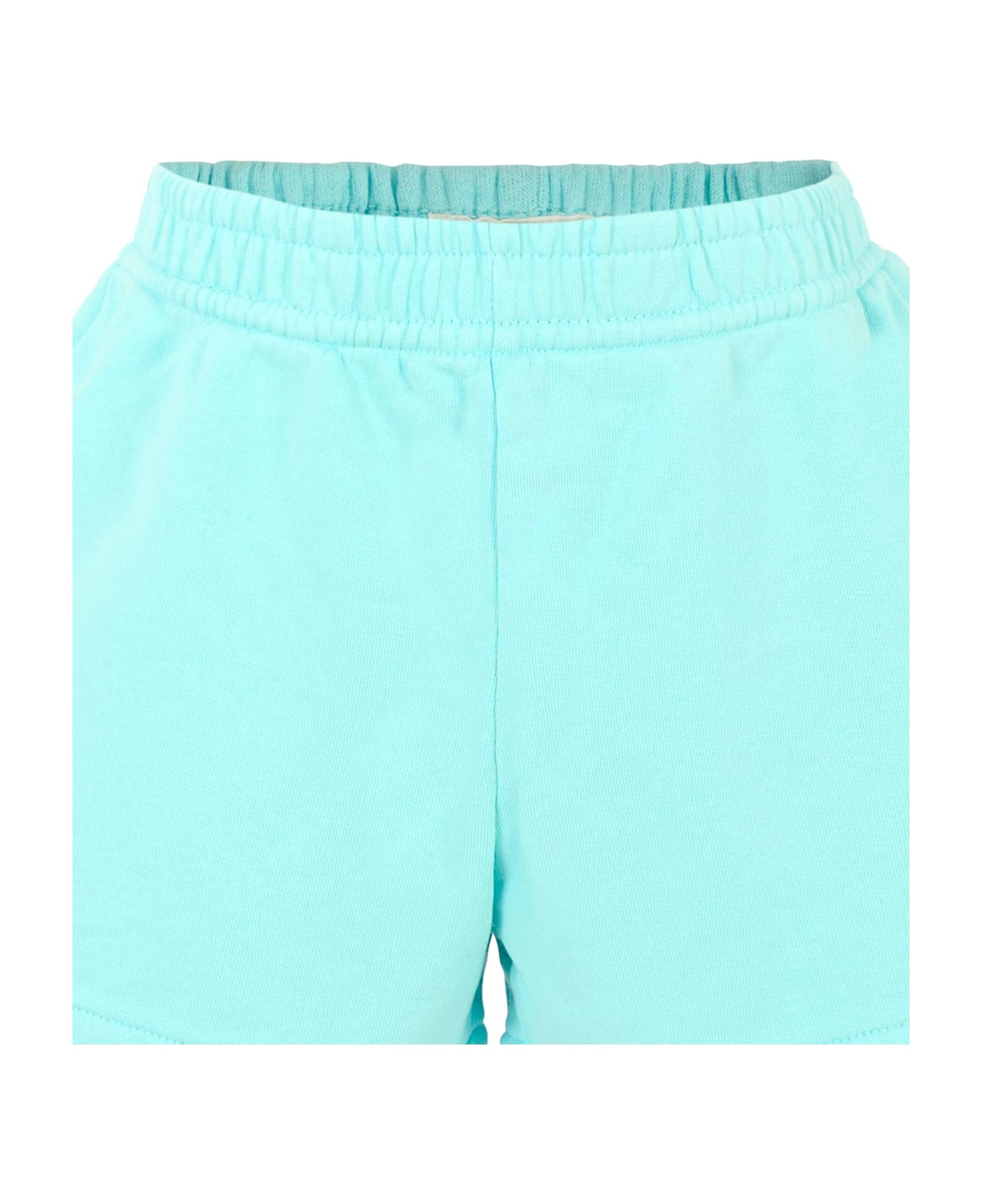 MC2 Saint Barth Light Blue Shorts For Girl With White Logo - Light Blue ボトムス