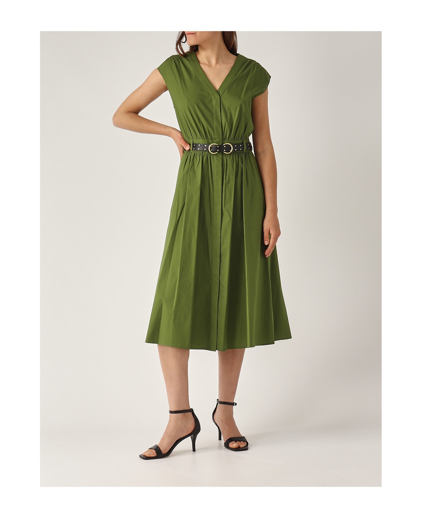 Michael Kors Cotton Popeline Midi Dress Dress - PRATO