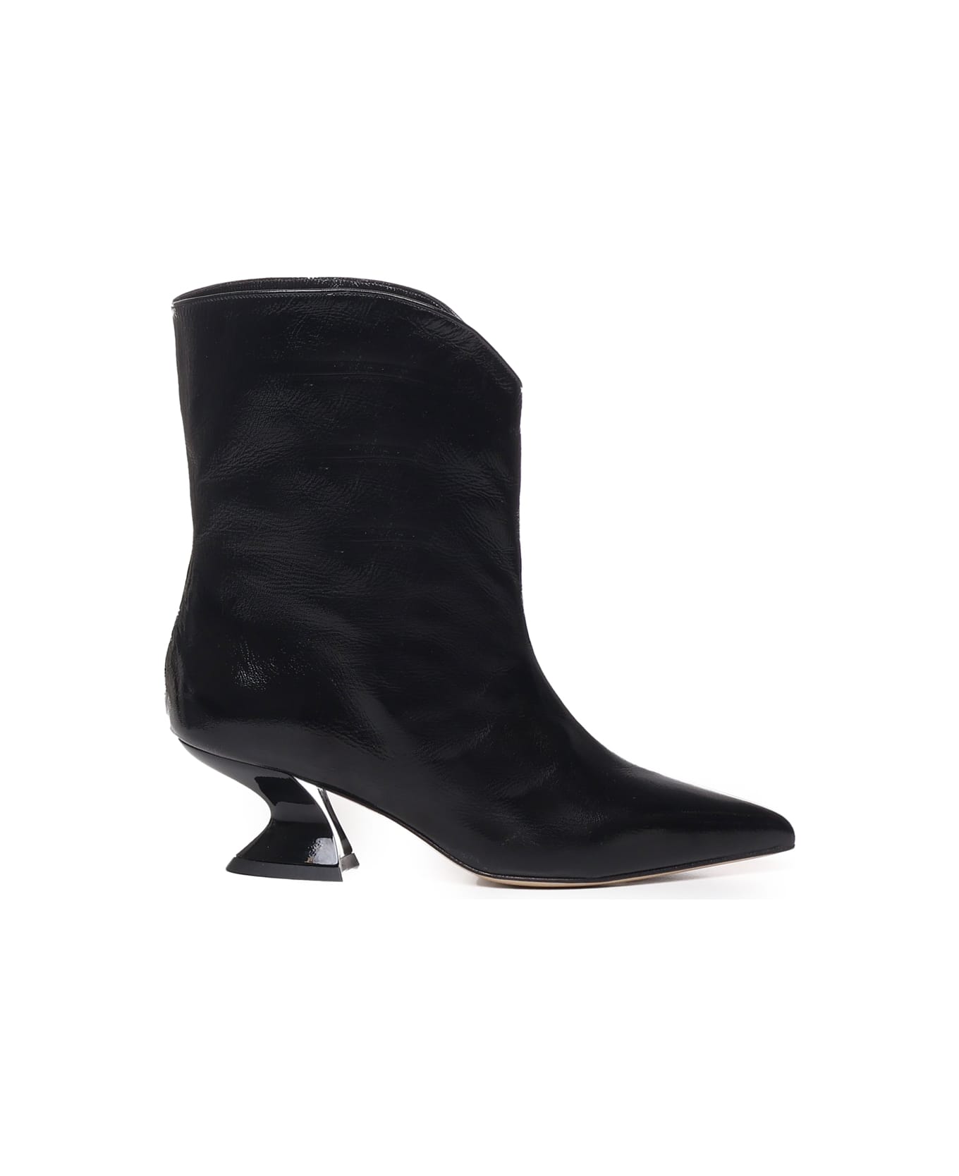 Alchimia Leather Ankle Boot With Low Heel - Black