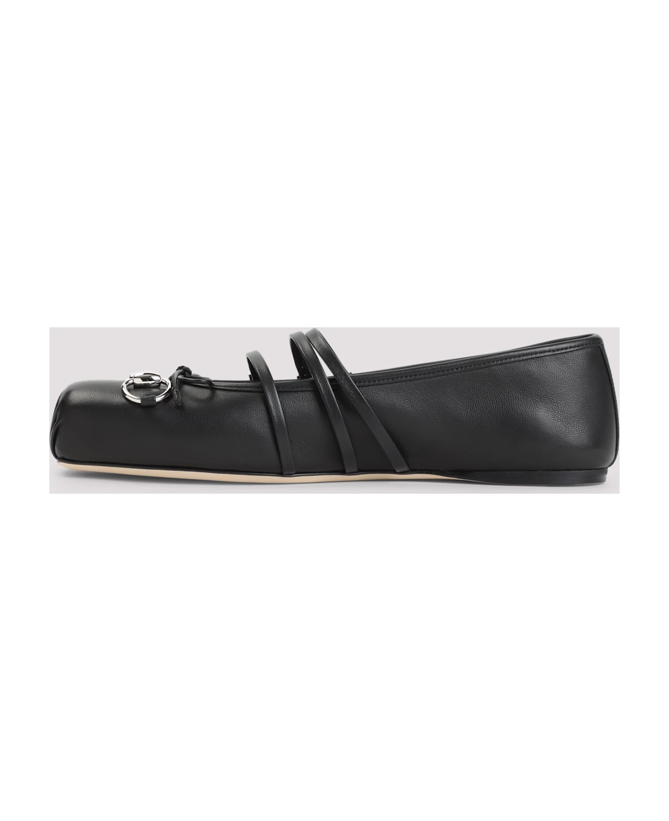 Gucci Black Leather Ballerinas - Black
