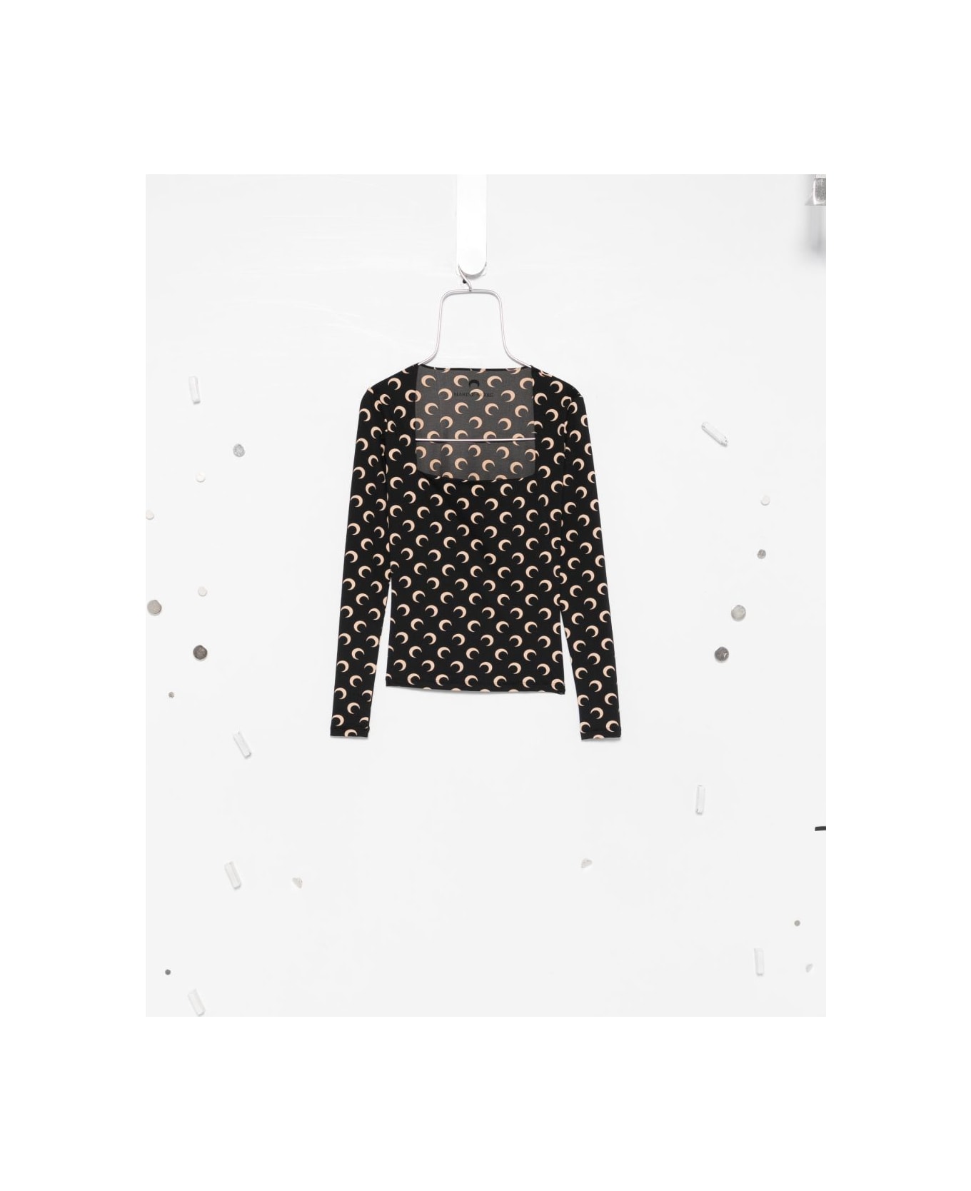 Marine Serre Moon Print Square-neck Top - Black
