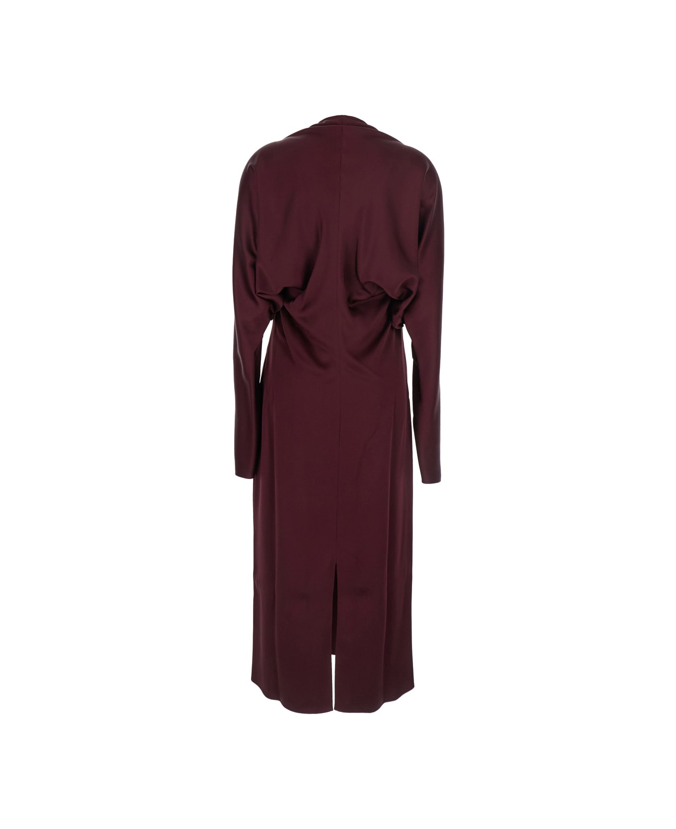 Stella McCartney Bordeaux Midi Dress With Cape Sleeves And Cut-out On The Front In Tech Fabric Woman - Bordeaux