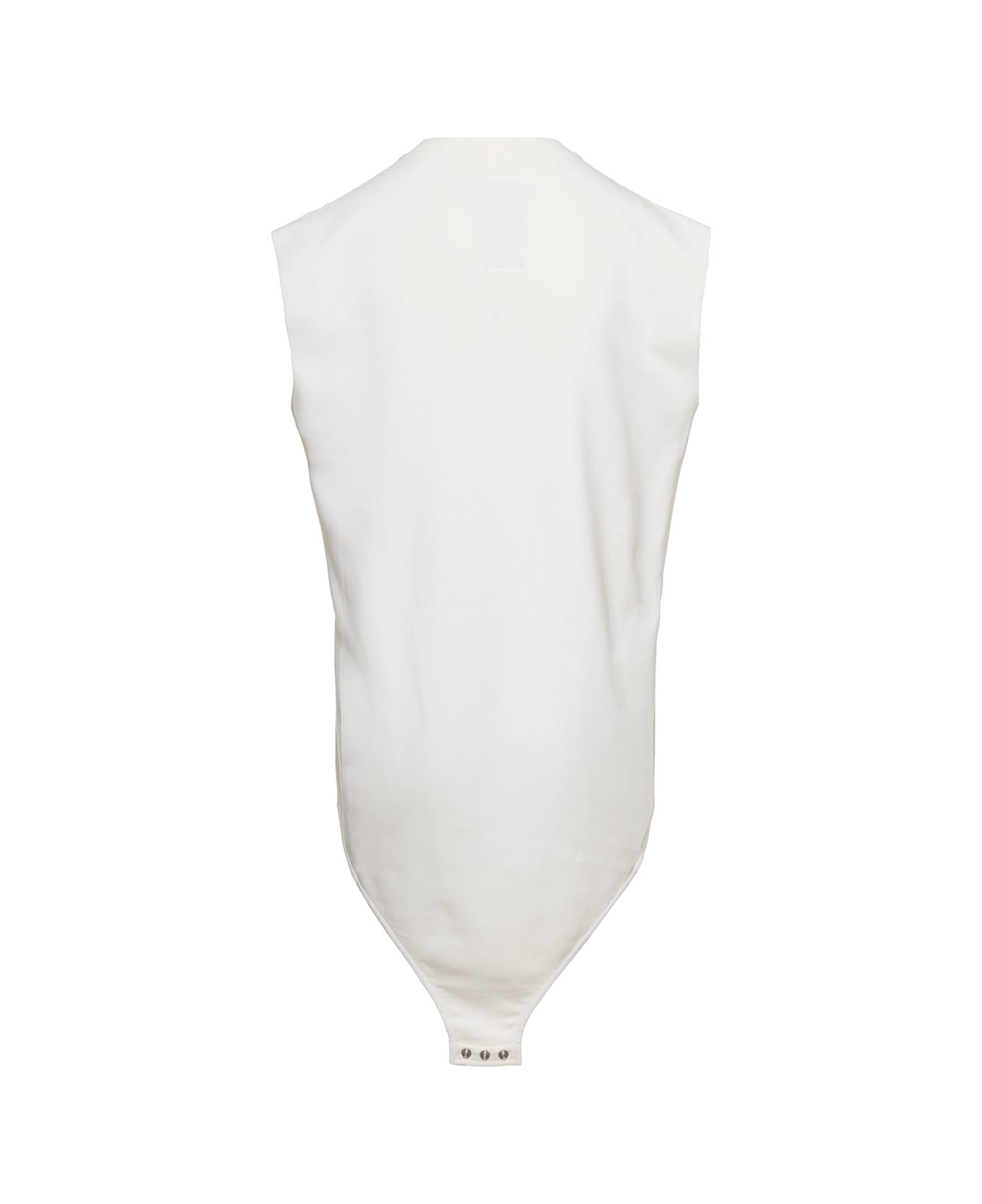 Rick Owens 'sl Body' Long White Tank Top With Pentagram Embroidery And A Six Snap Closure Hanging In Cotton Woman - White