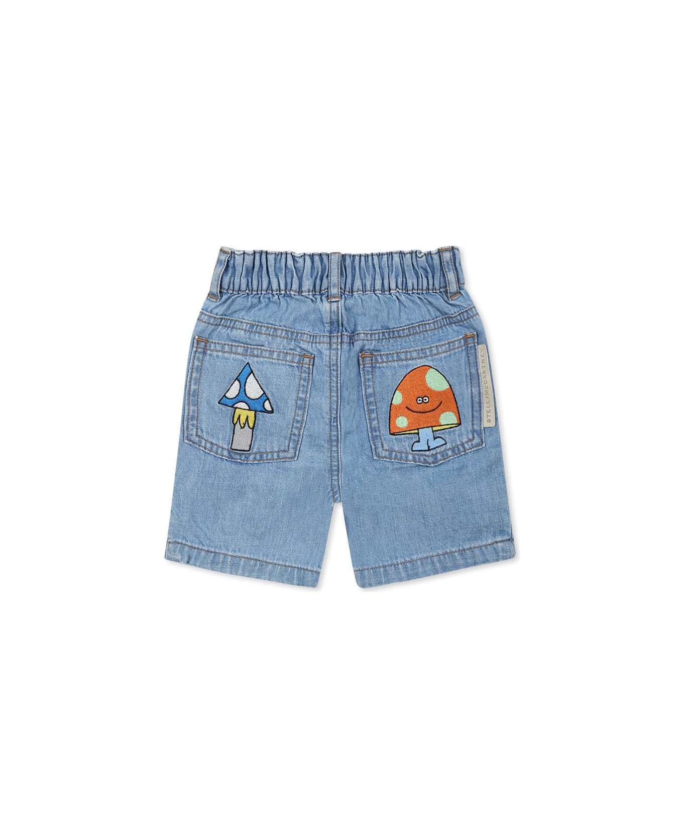 Stella McCartney Kids Blue Shorts For Baby Boy With Embroidery - Denim