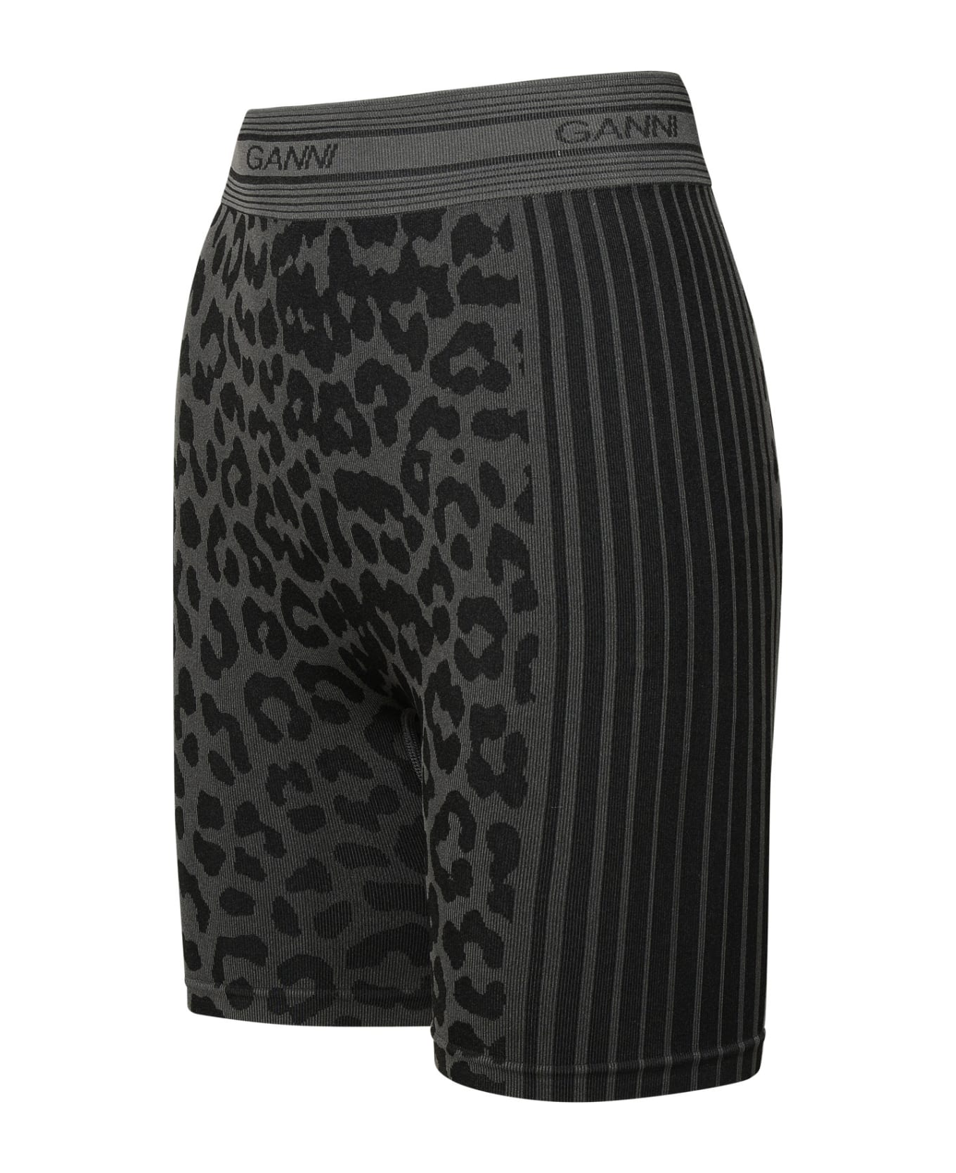 Ganni Black Recycled Nylon Blend Shorts - Black ショートパンツ