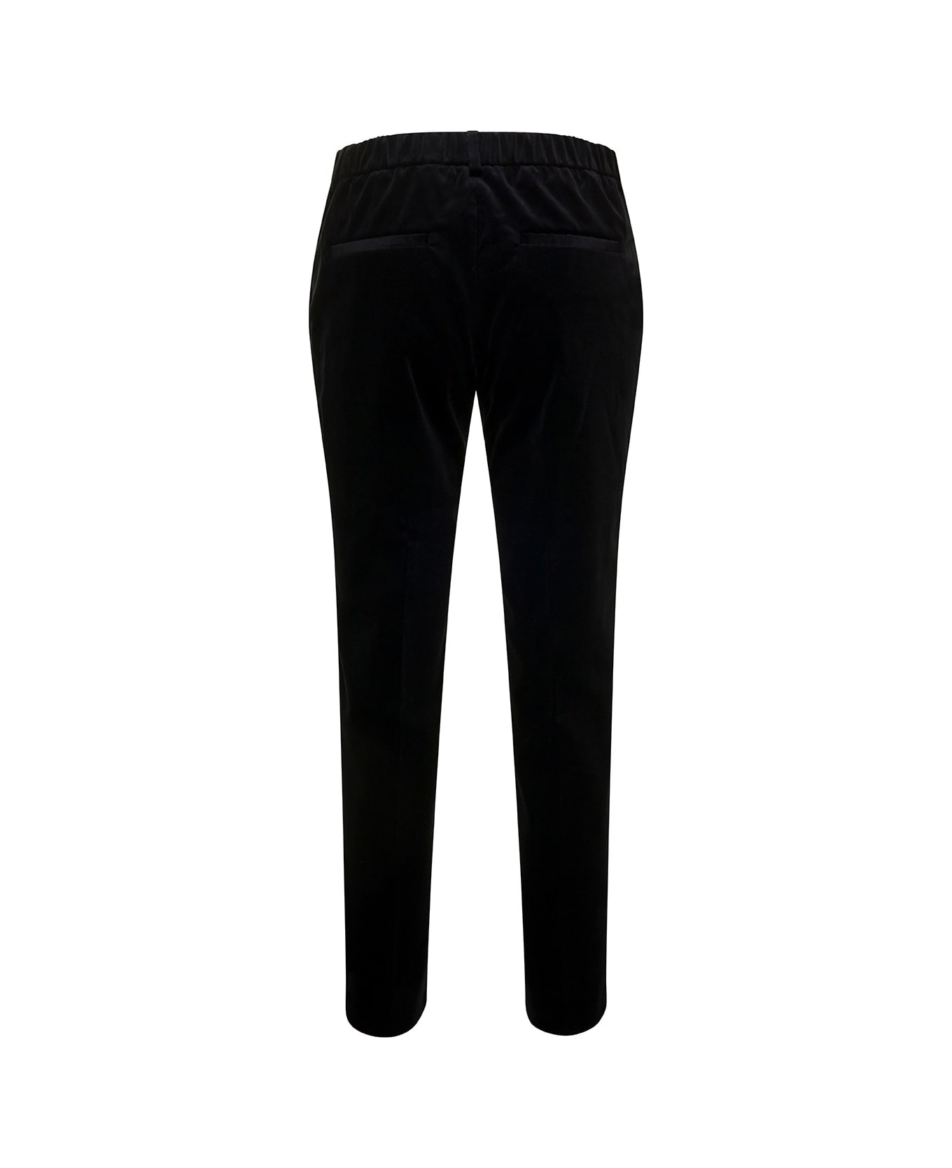 Alberto Biani Black Slim Pants With Side Zip Closure In Velvet Woman - Black