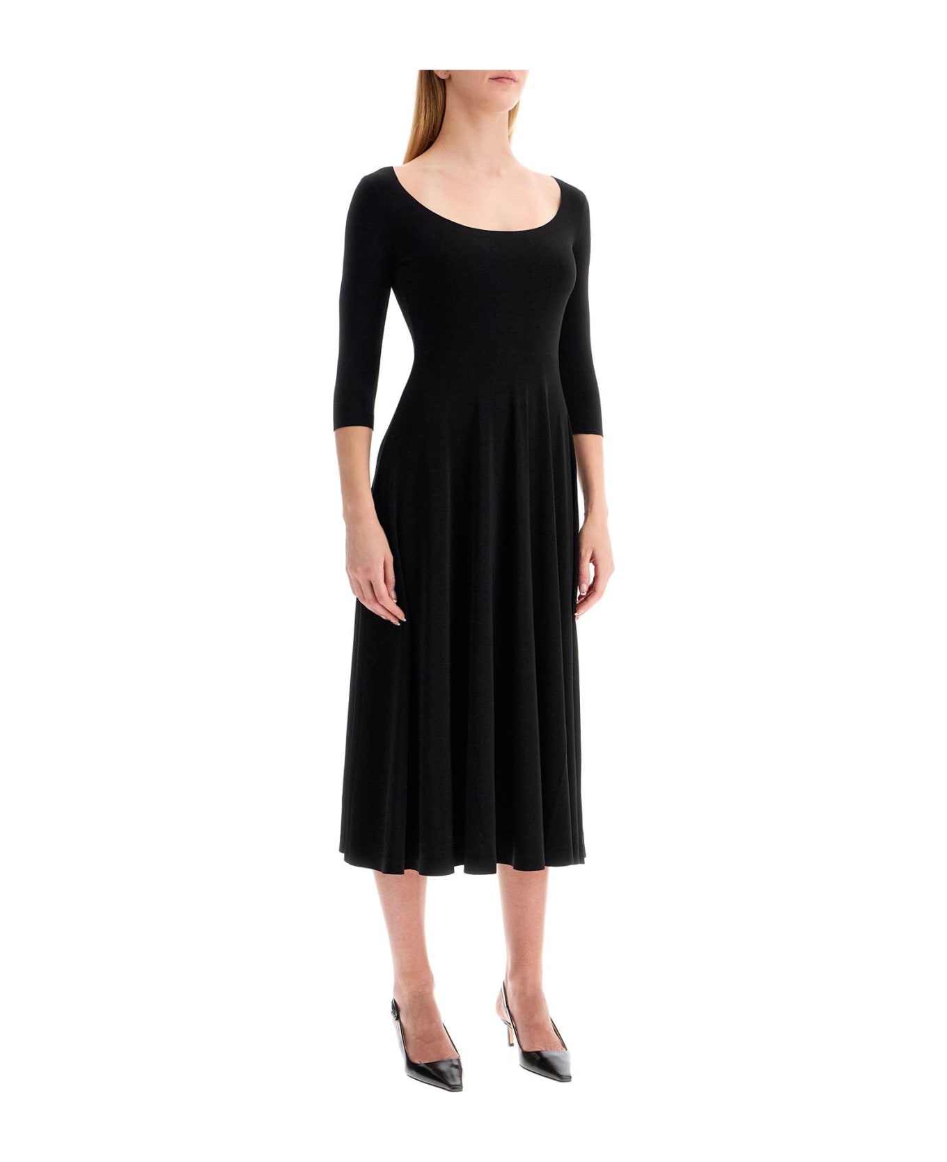 Norma Kamali Reversible V-neck Dress - BLACK (Black)