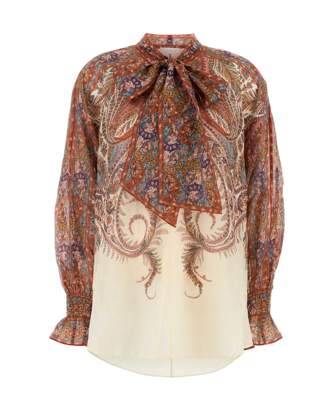 Zimmermann Printed Ramie Rhiannon Blouse - CREAMPAISLEY