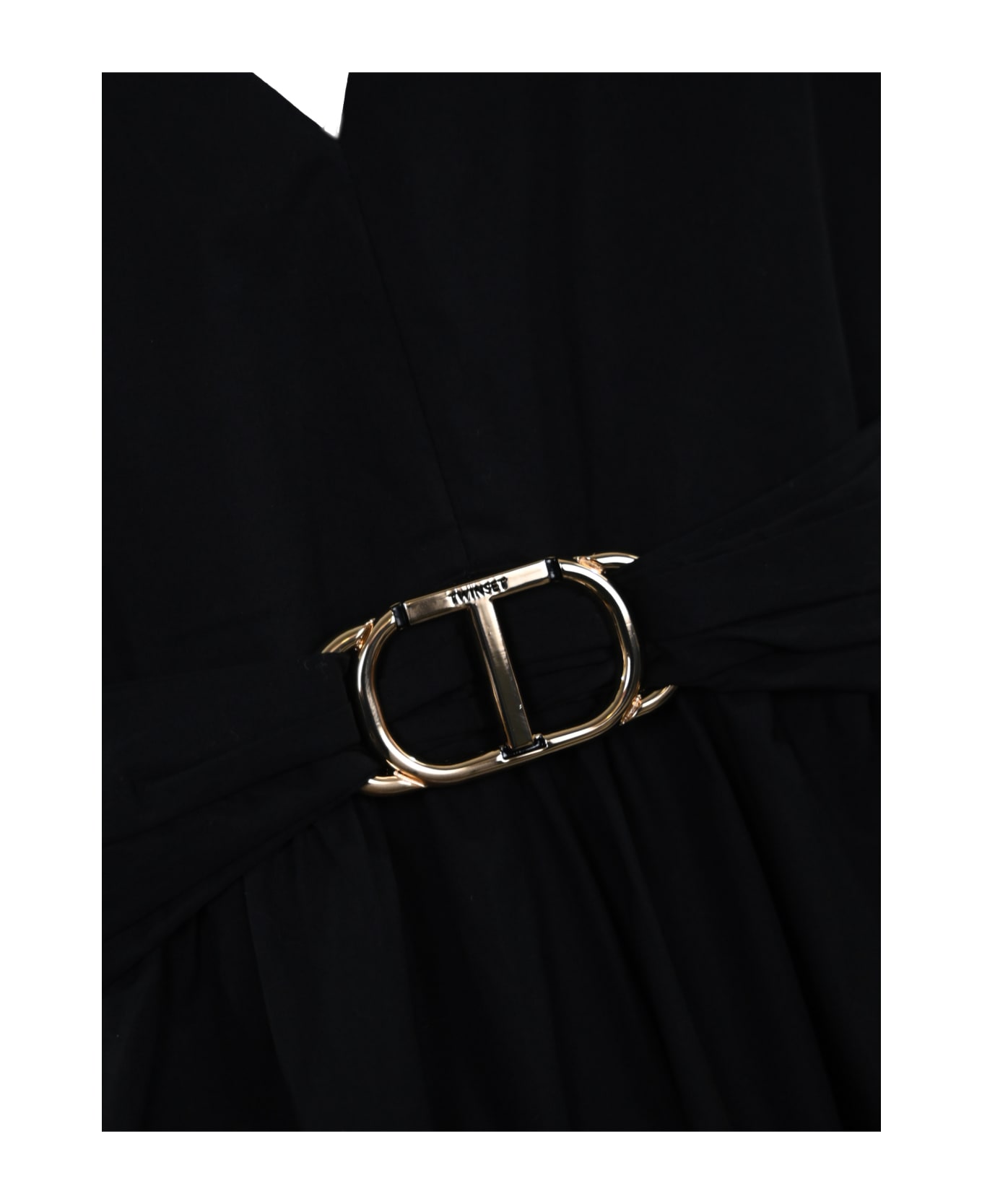 TwinSet Poplin Dress With Oval T Logo - Nero