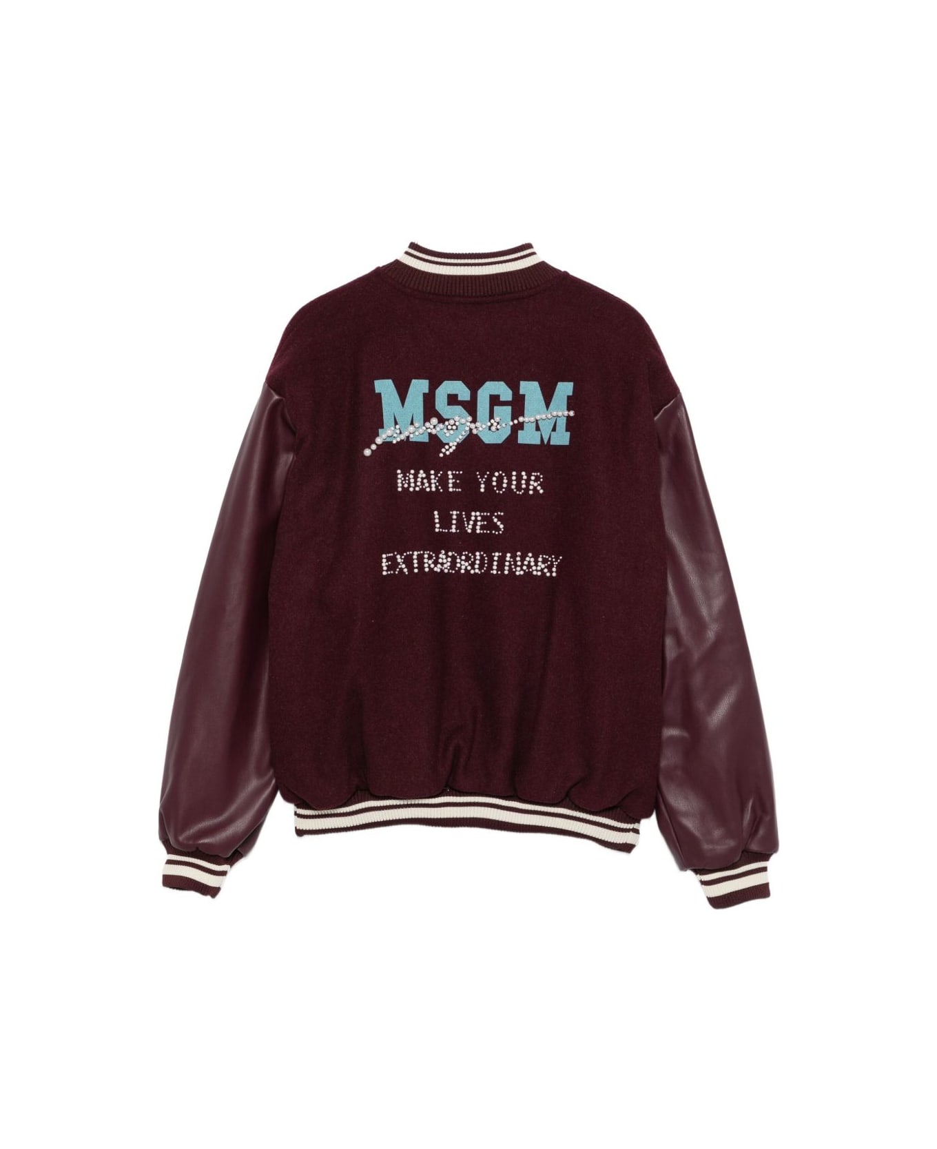 MSGM Kids Cotton Bomber Jacket - Bordeaux