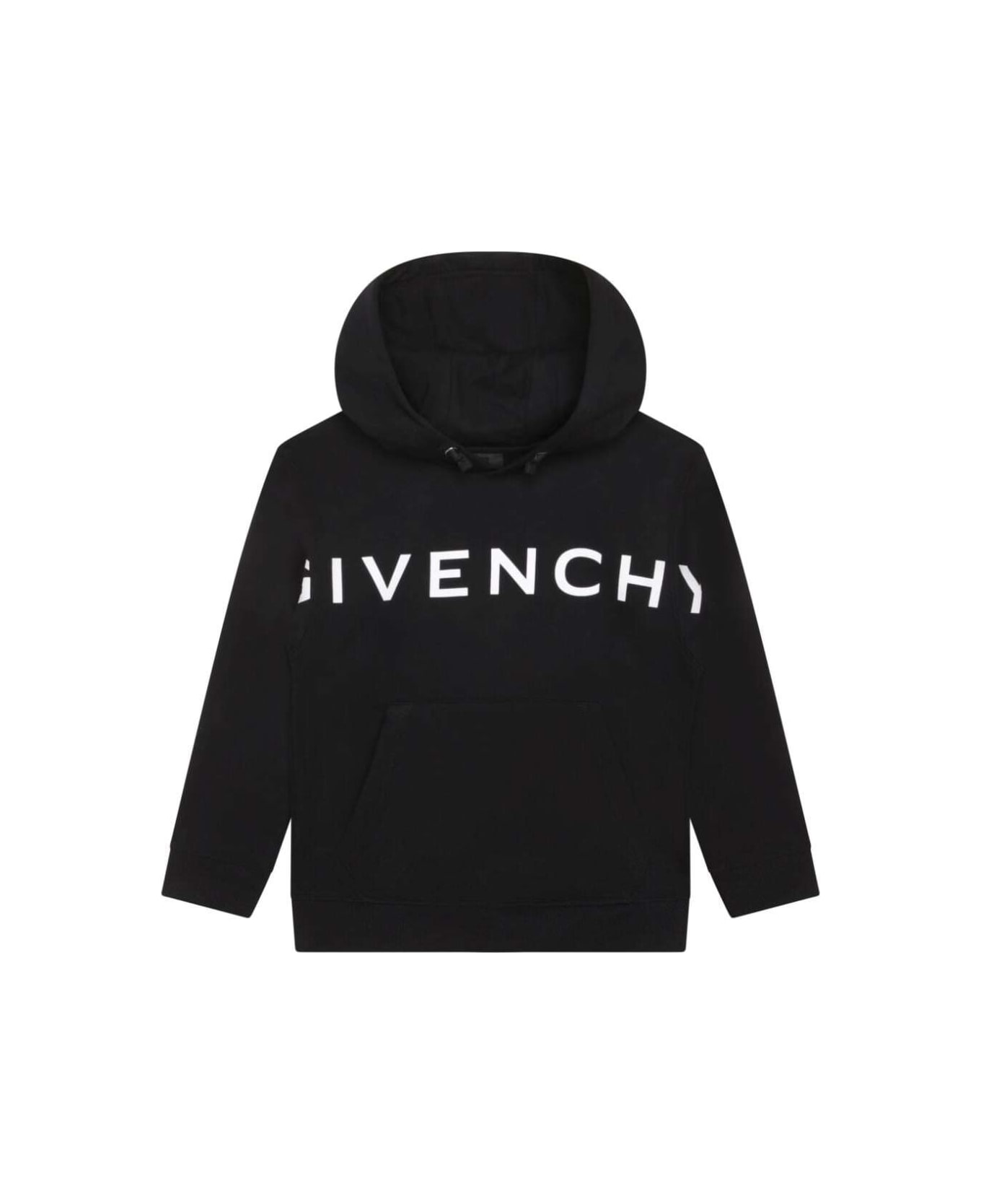 Givenchy Black Hoodie And Contrasting Maxi Logo At The Front Boy - B Nero