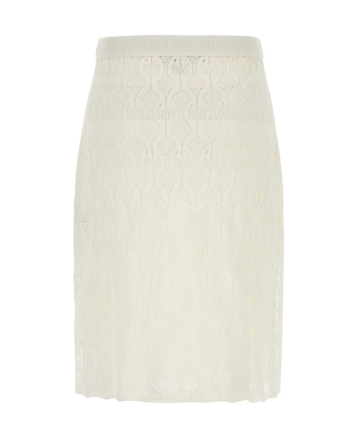 Bottega Veneta White Lace Skirt - CHALK
