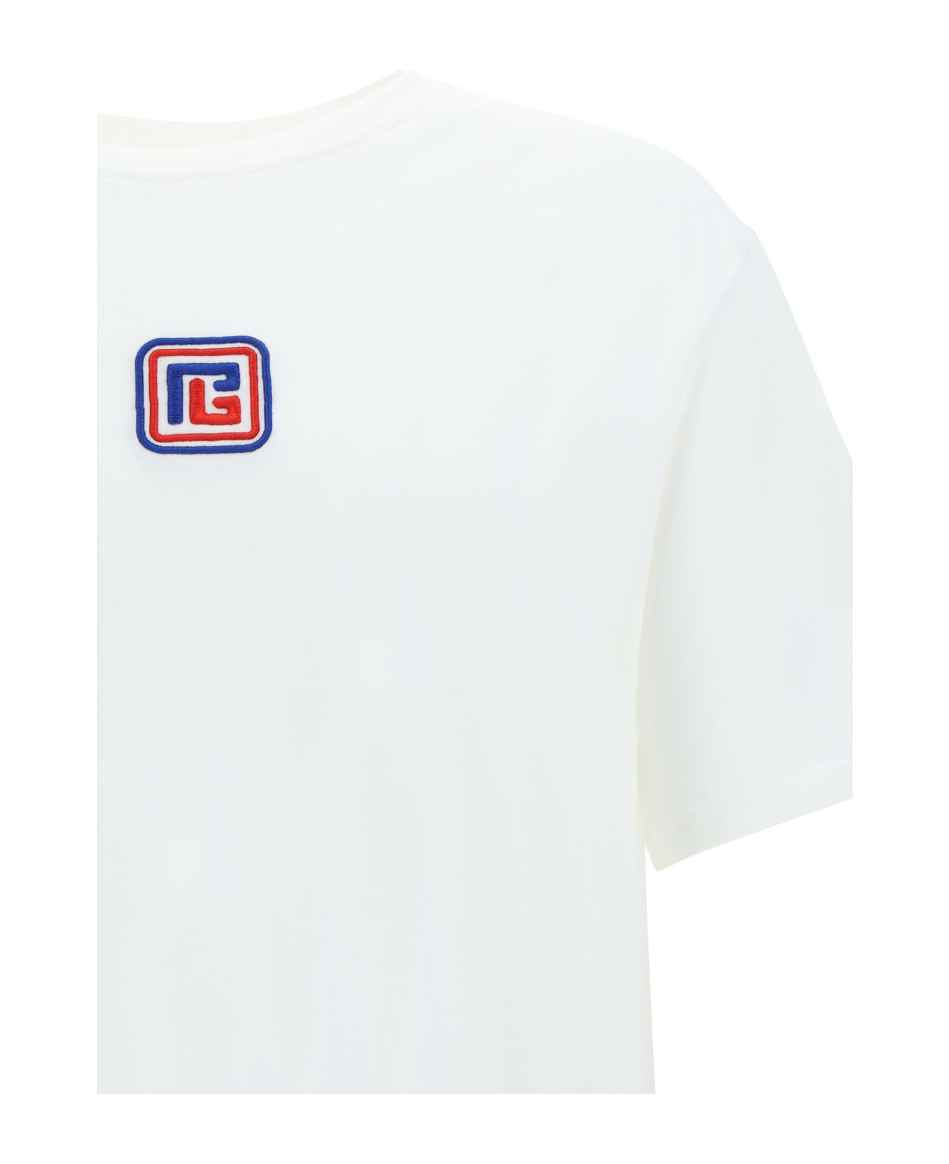 Balmain Cotton T-shirt - Blanc/bleu Moyen/rouge Vif
