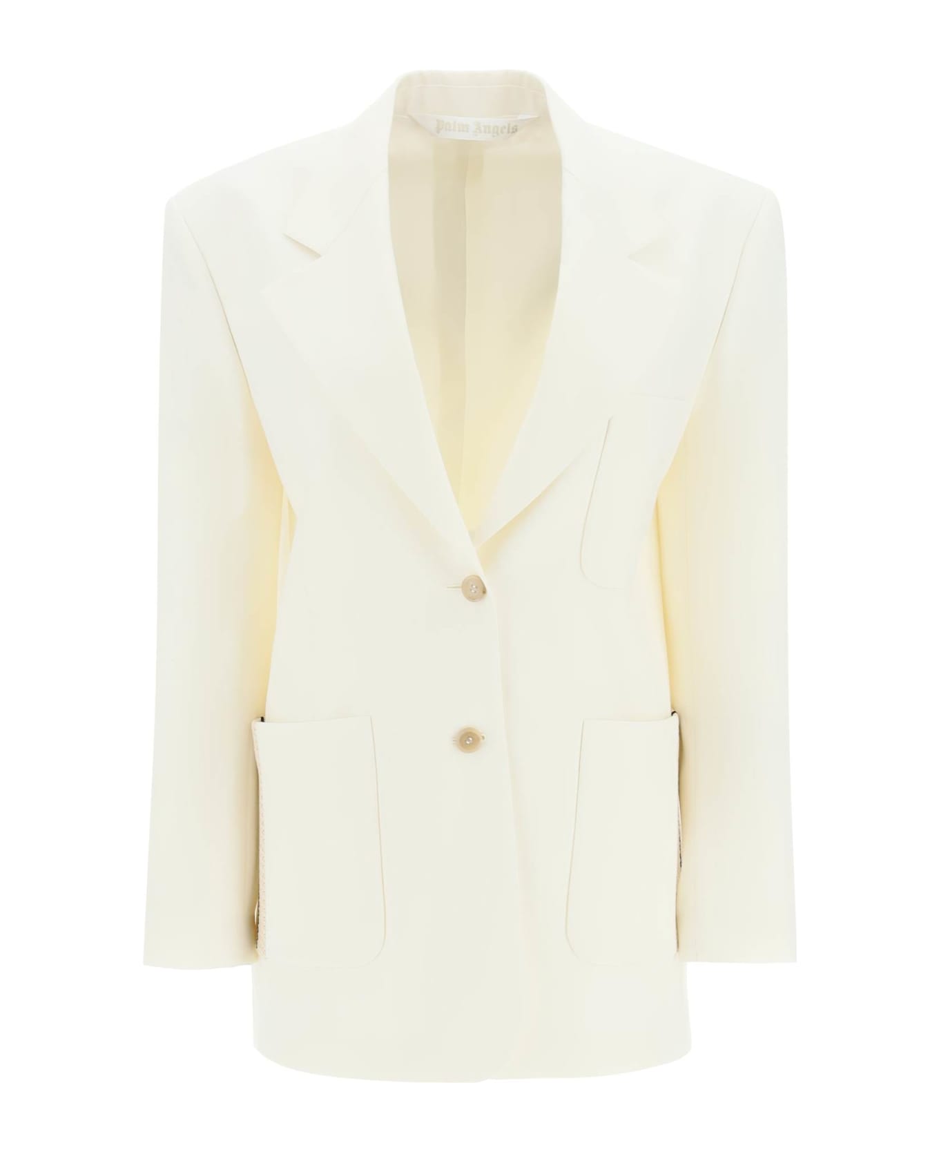 Palm Angels Knit Tape Wool Twill Blazer - BUTTER OFF WHITE (White) ブレザー