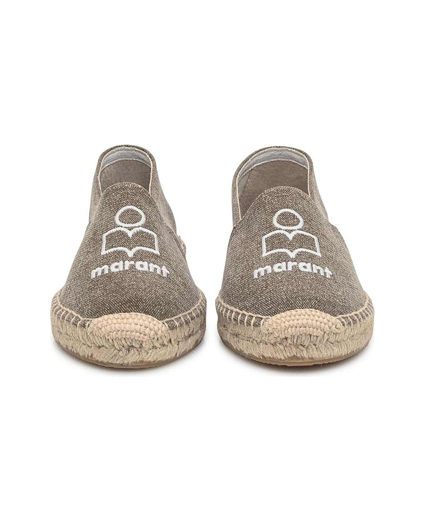 Isabel Marant Logo Embroidered Espadrilles - Kaki