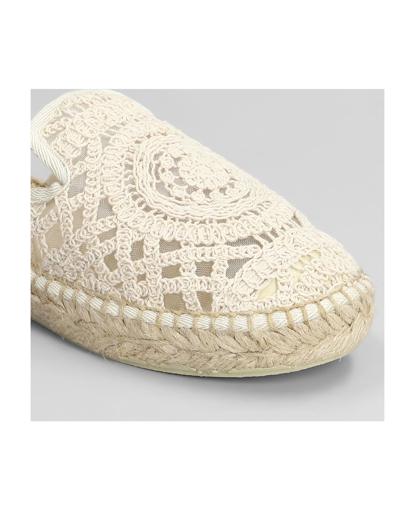 MC2 Saint Barth Isa Macrame Slipper-mule In Beige Canvas - beige