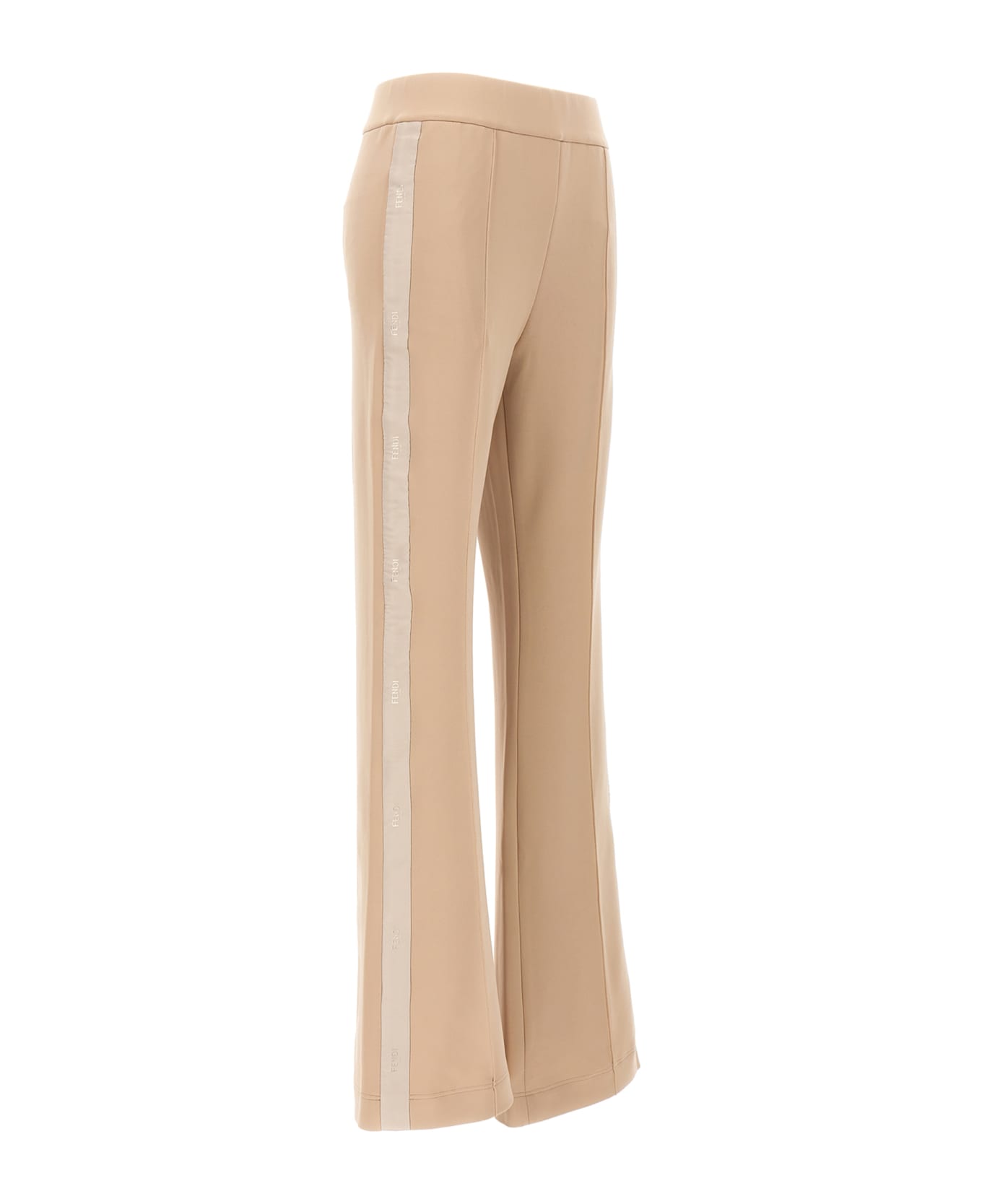 Fendi Technical Fabric Trouser With Logo Detail - Beige