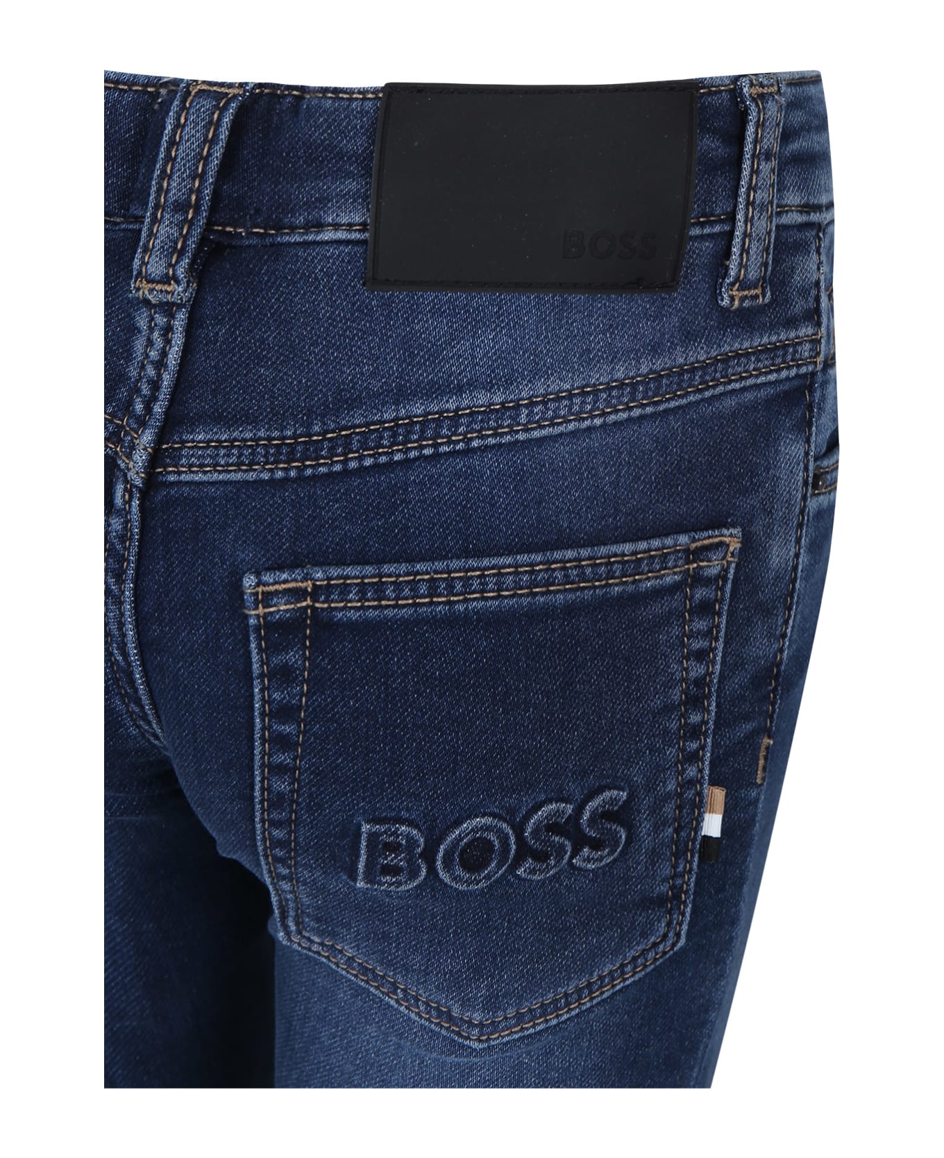 Hugo Boss Blue Skinny Jeans For Boy With Logo - Denim