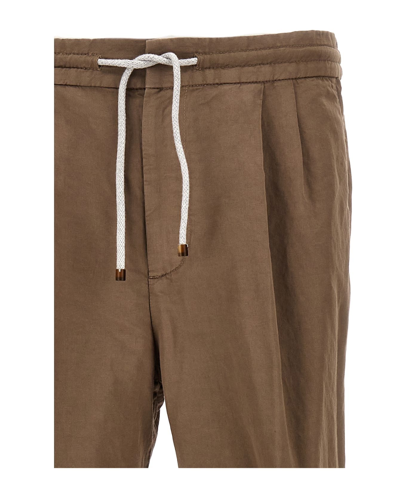 Brunello Cucinelli Linen And Cotton Pants - Brown
