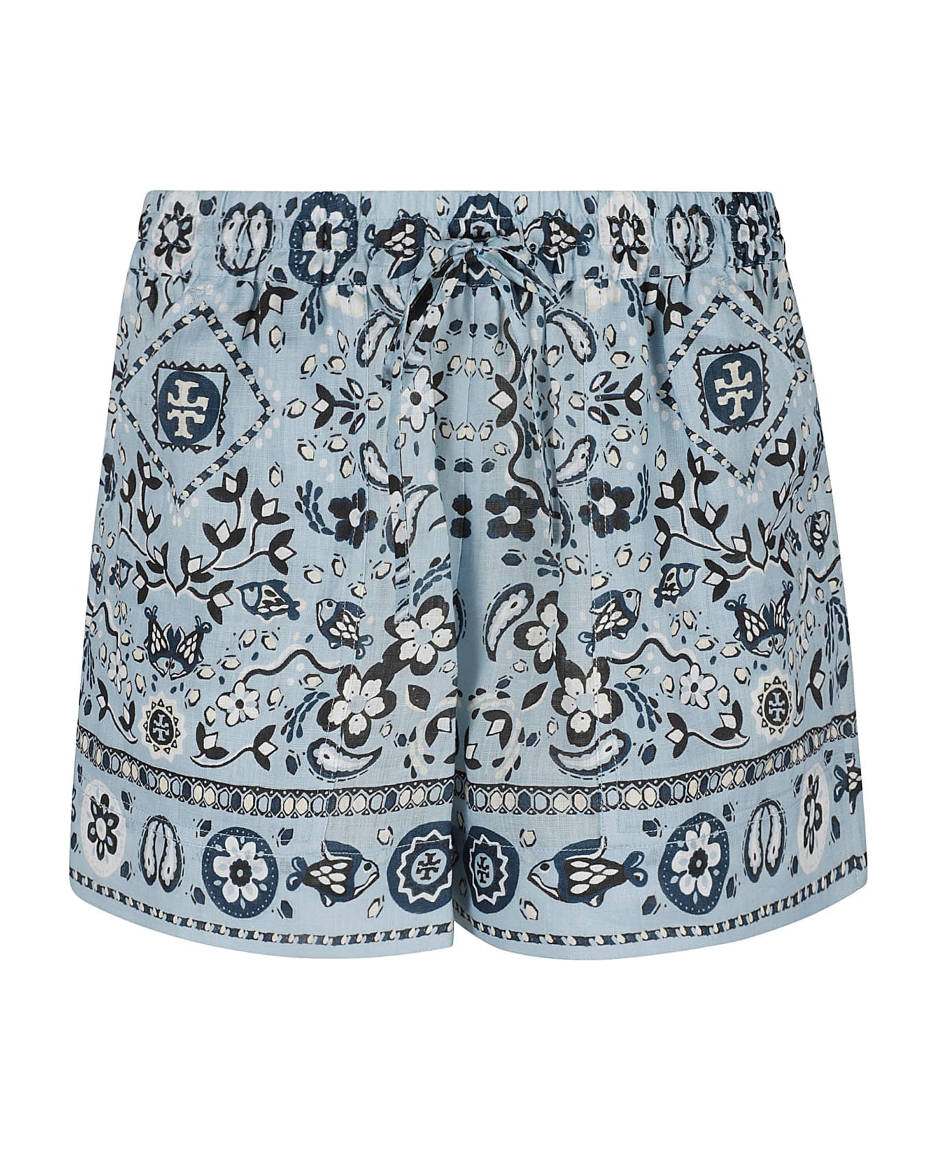 Tory Burch Printed Linen Camp Shorts