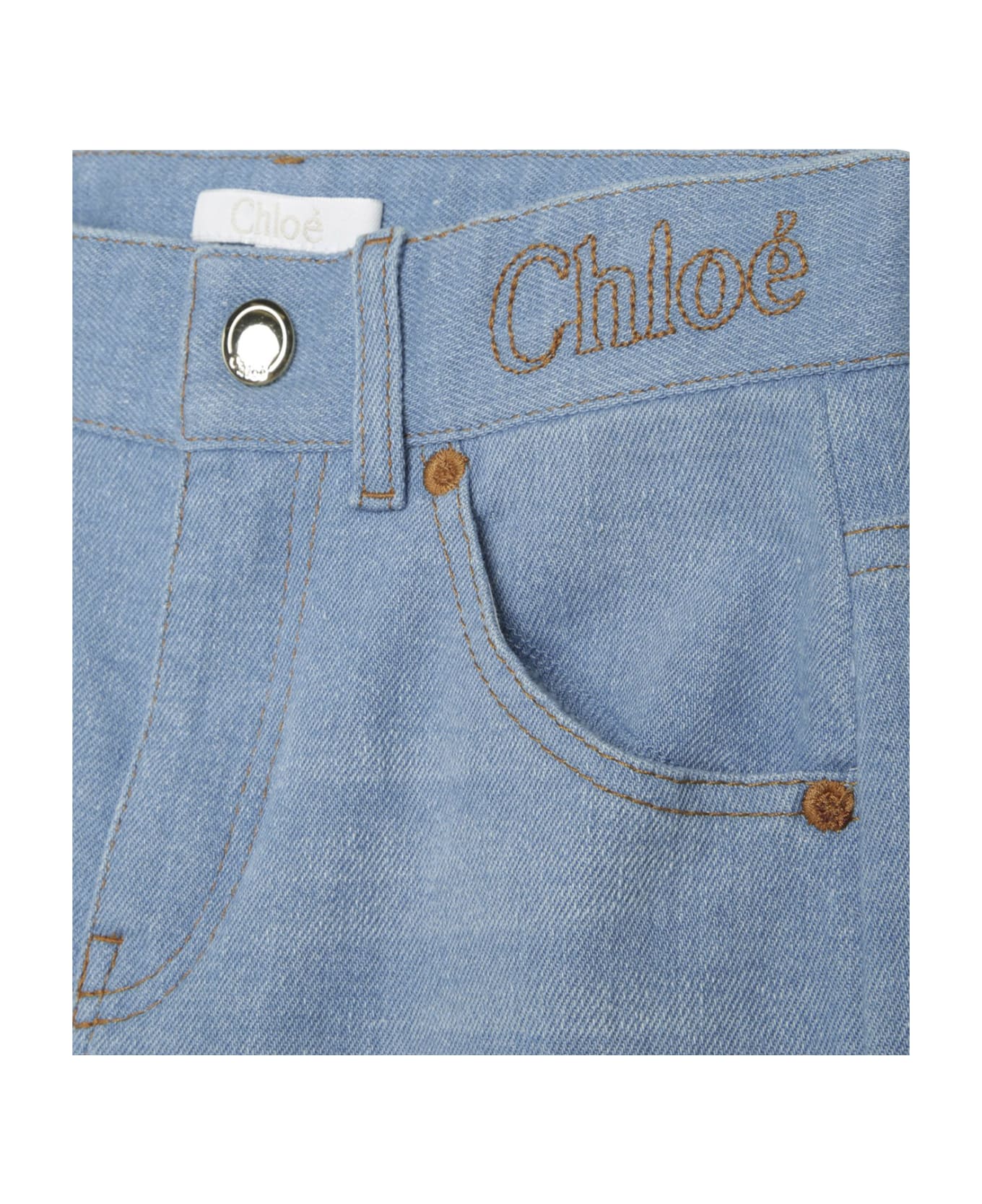 Chloé Blue Patchwork Denim Palazzo Jeans - Blu ボトムス