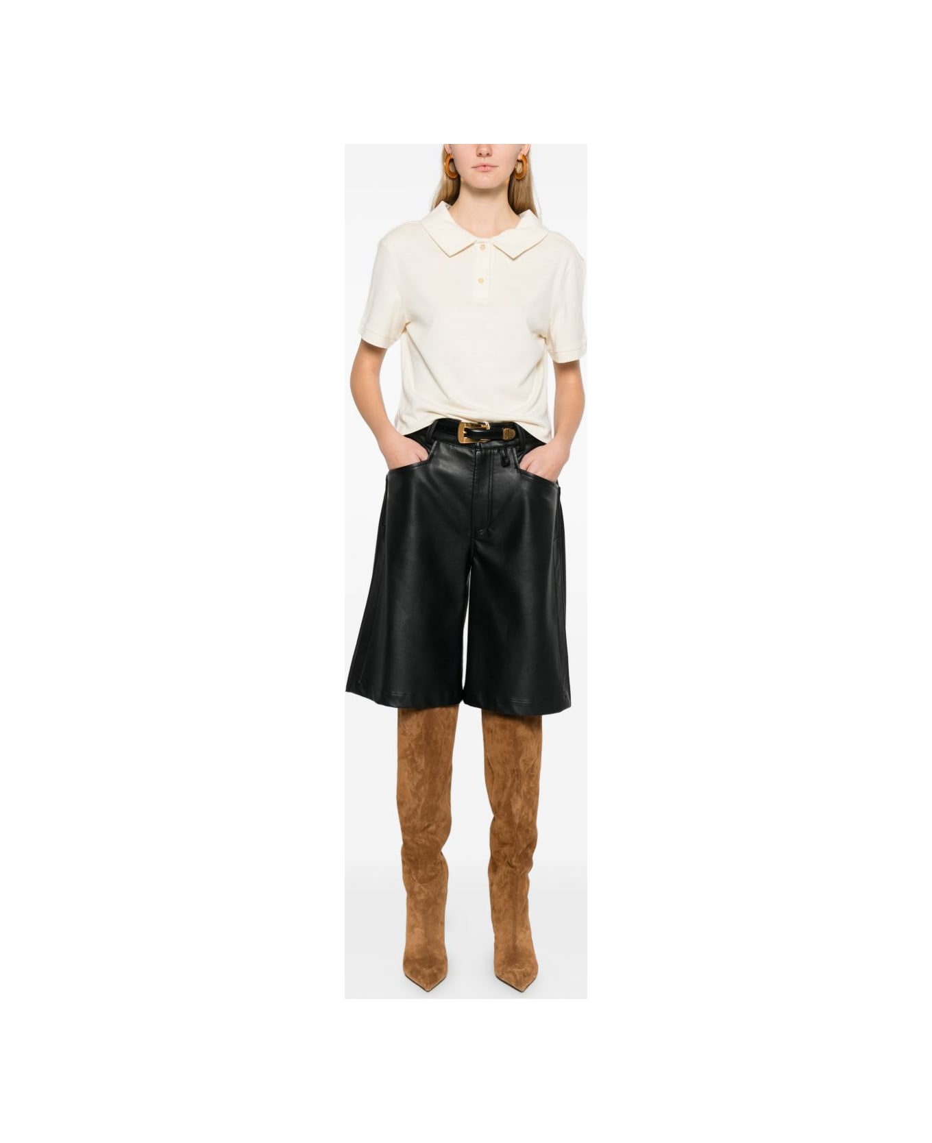 Khaite Jasna Silk Polo Shirt - Beige