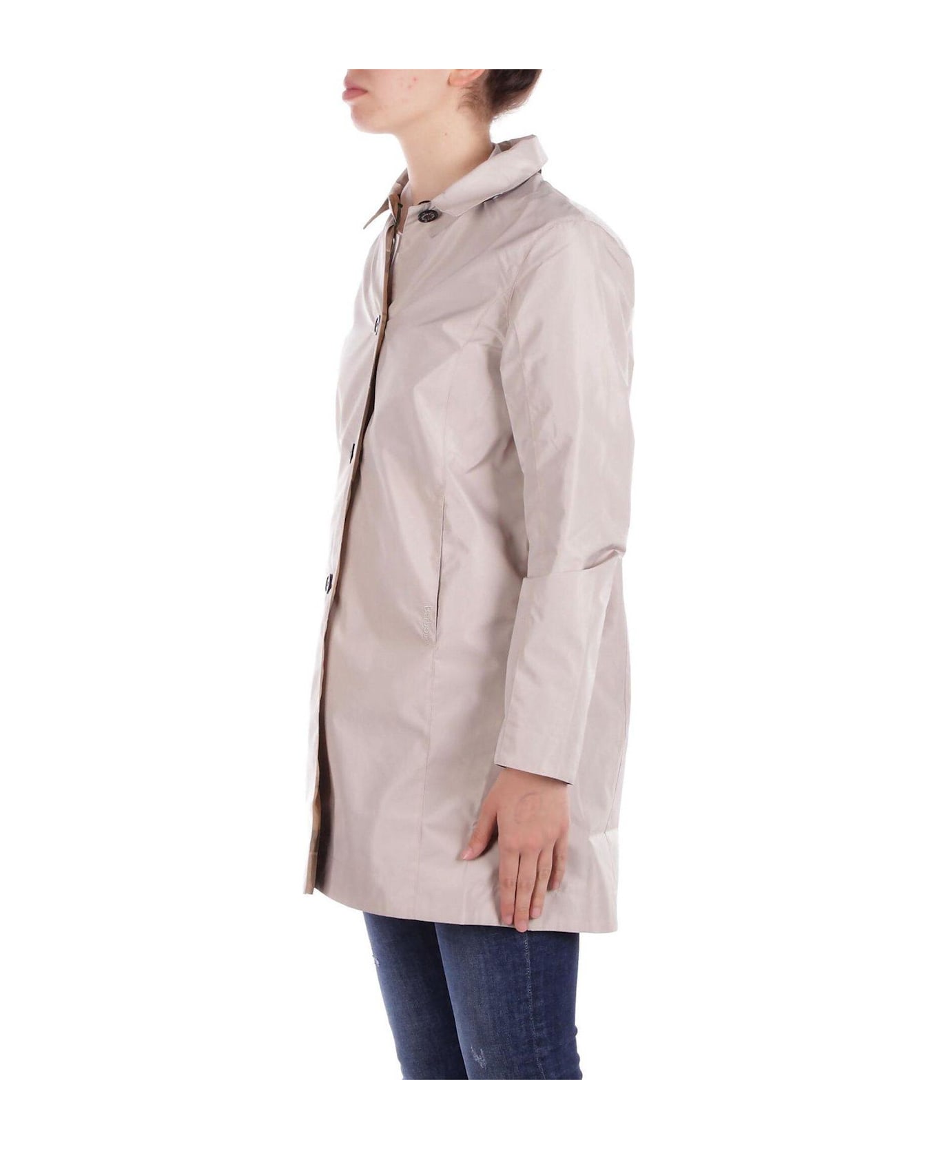 Barbour Straight Hem Buttoned Coat - Beige