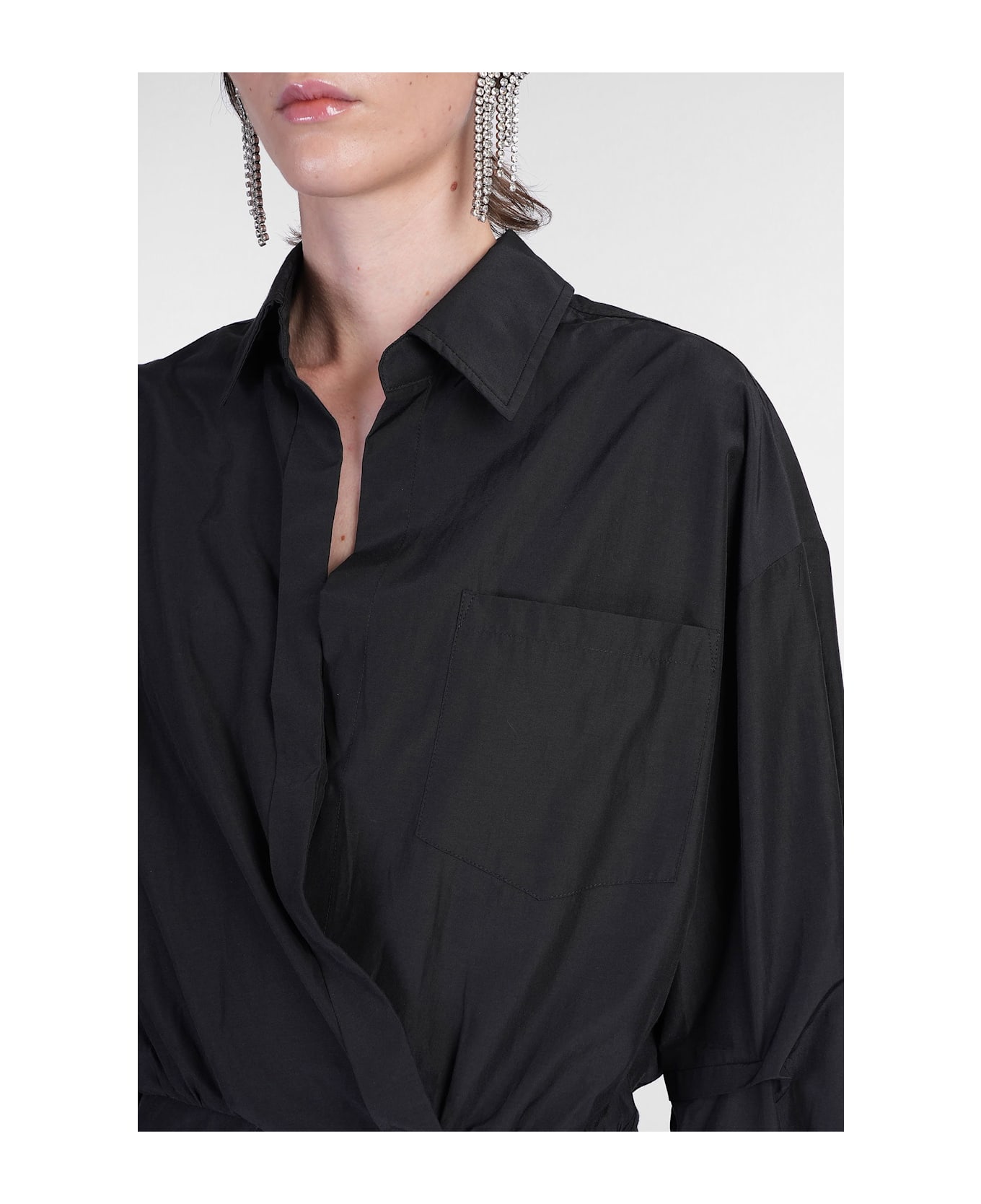 The Andamane Whitelotus Mini Mini Dress In Black Cotton - black
